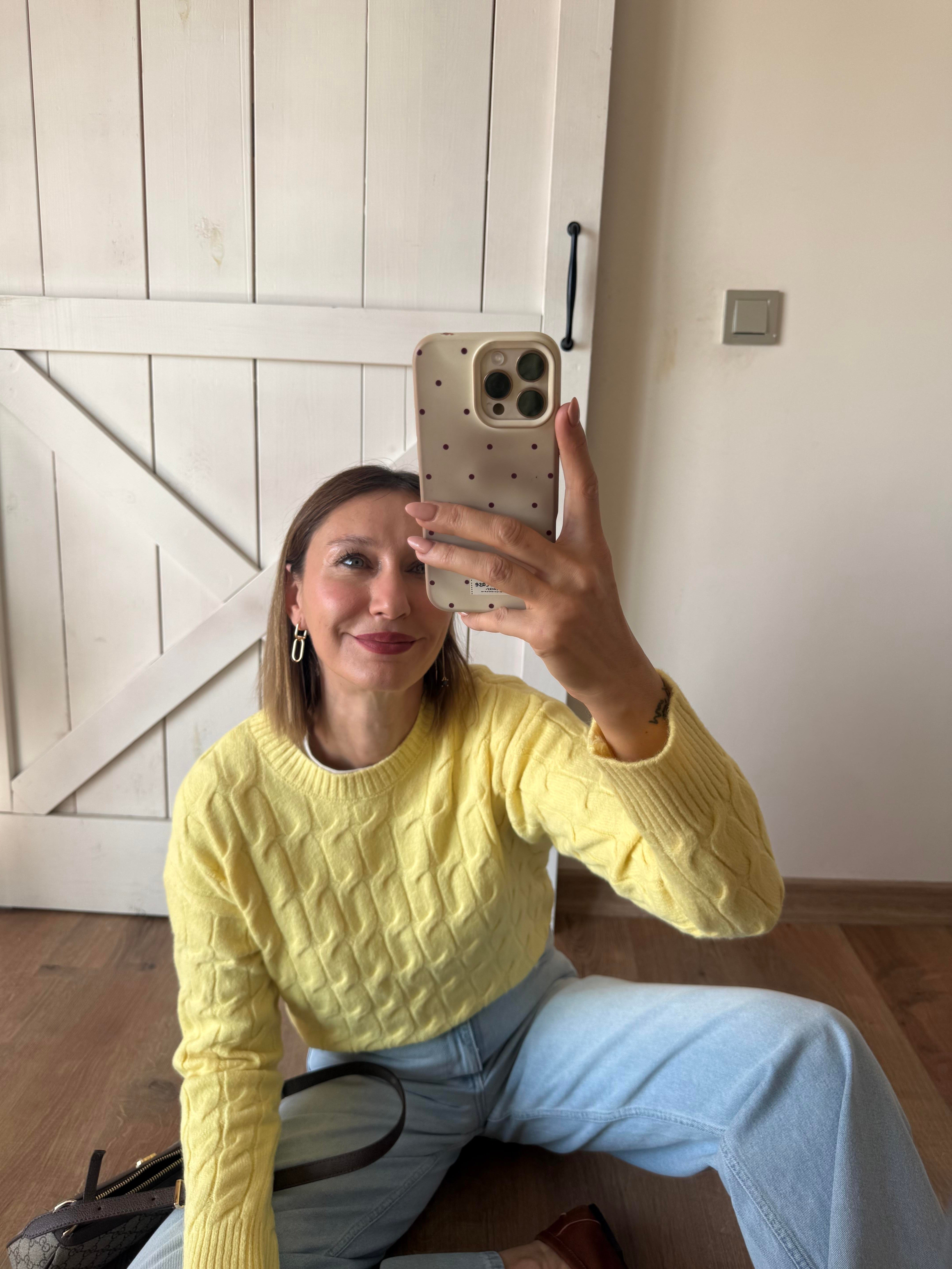 Kalın Saç Örgü Th Açık Sarı Kazak