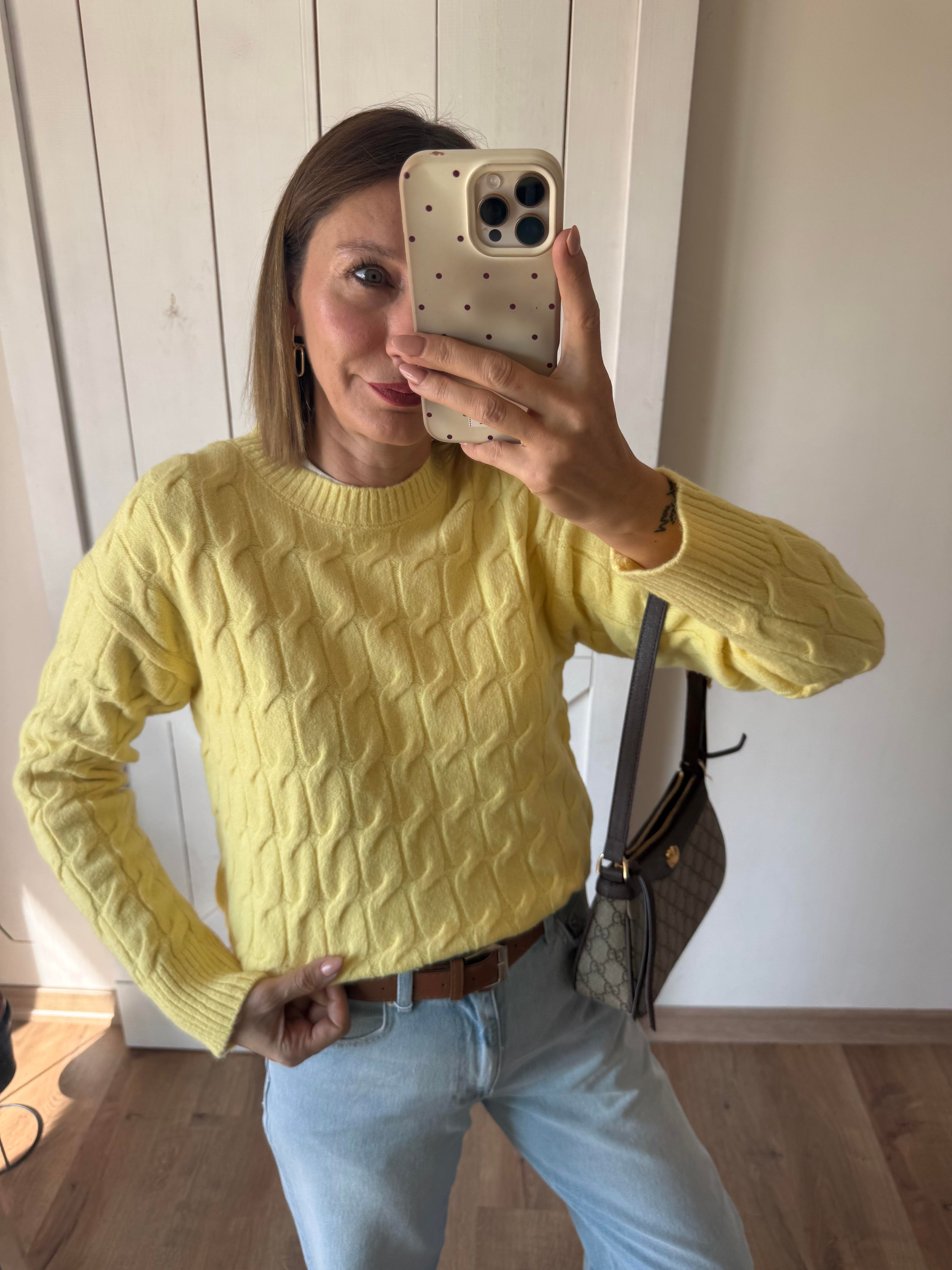 Kalın Saç Örgü Th Açık Sarı Kazak