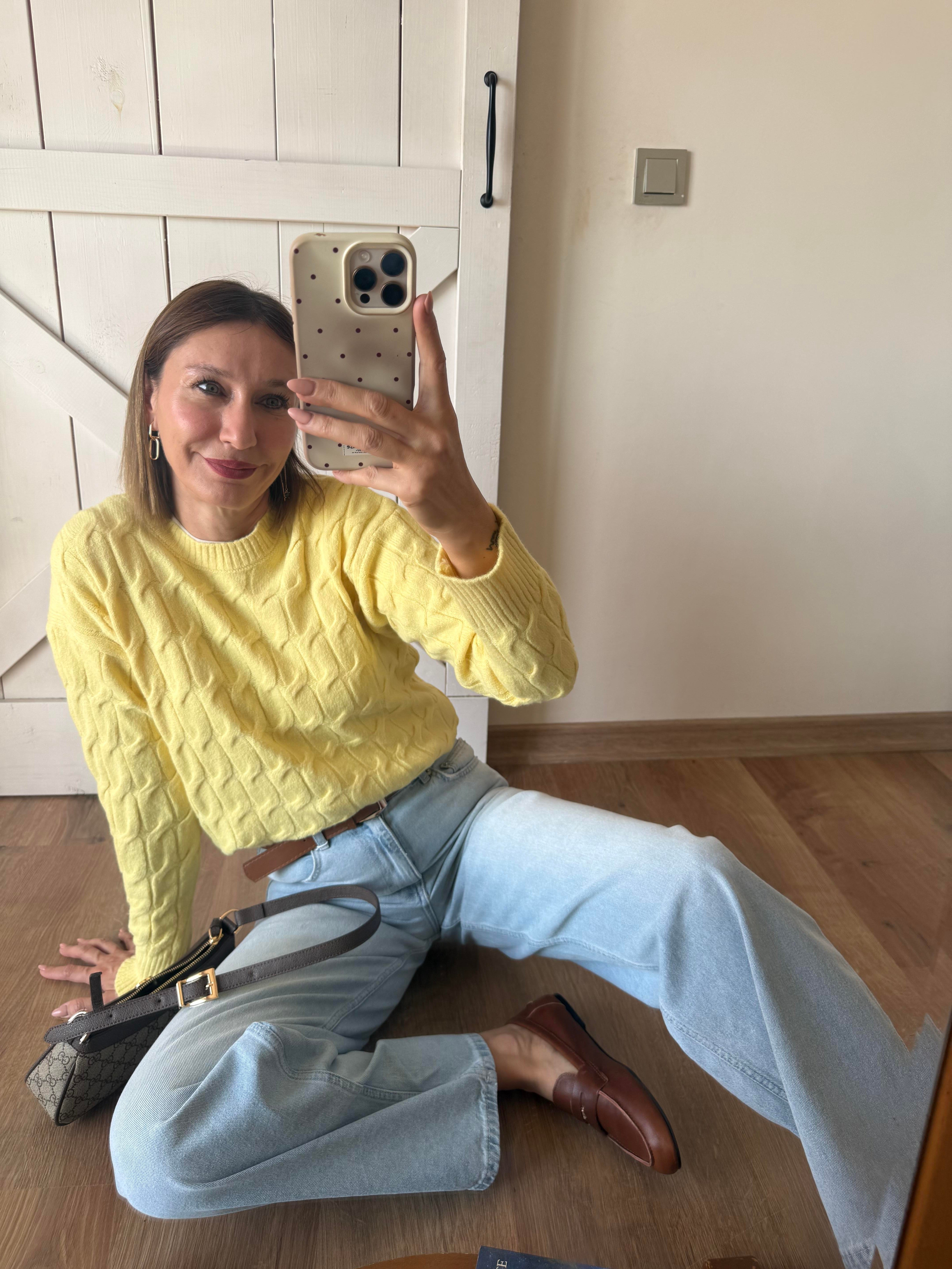 Kalın Saç Örgü Th Açık Sarı Kazak