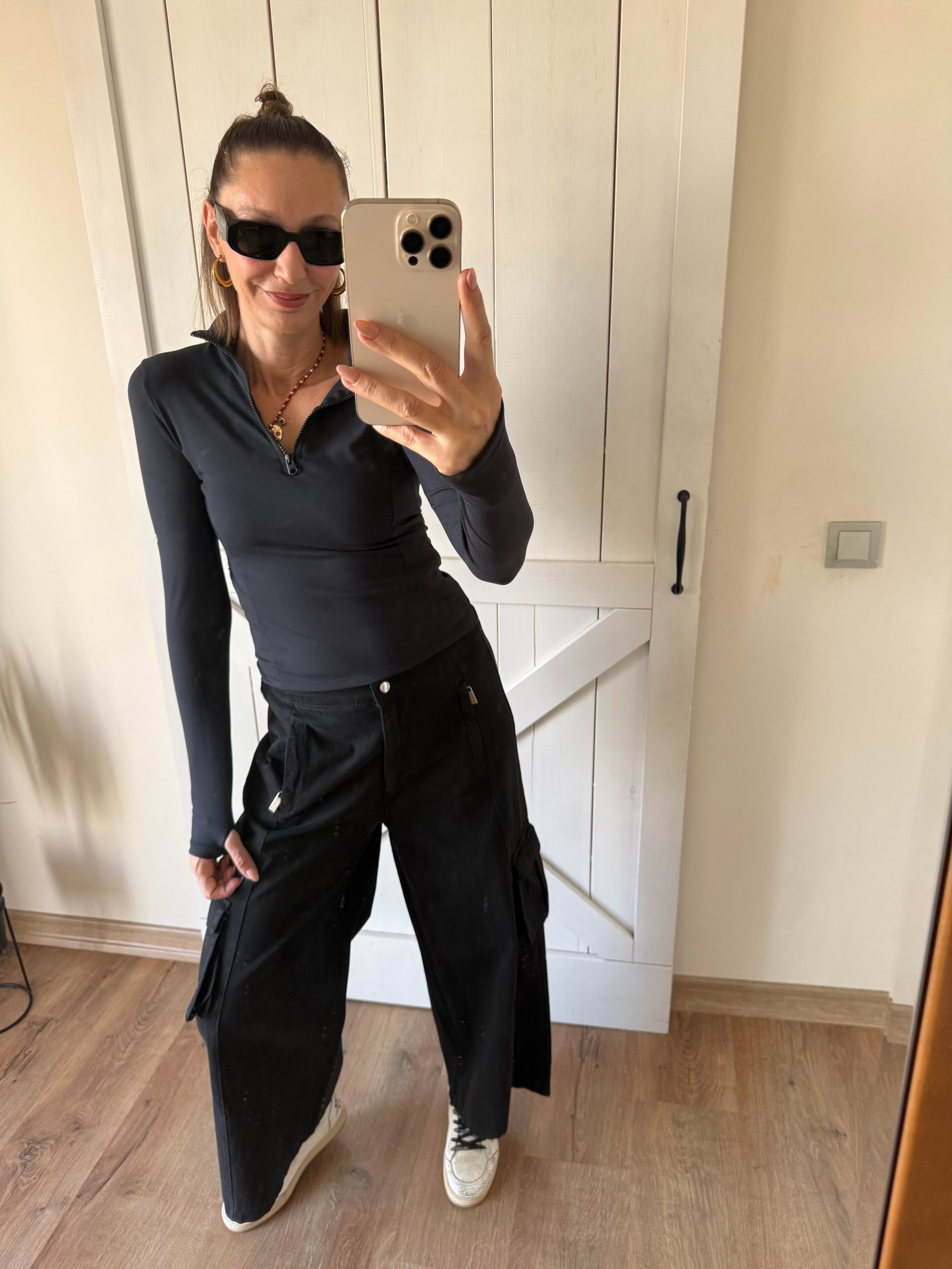 Kargo Wide Leg Pantolon Aloha Siyah