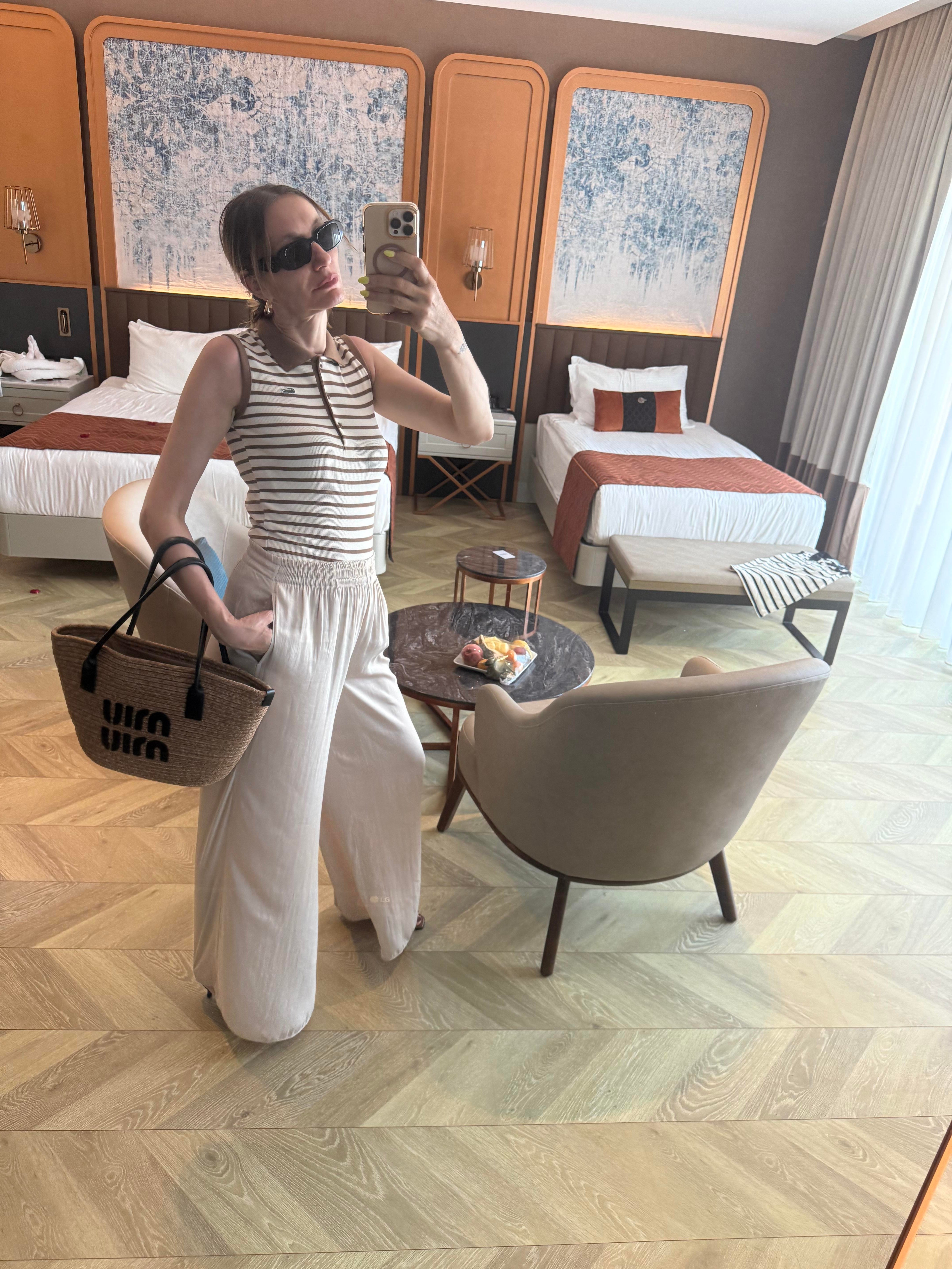 Kaşkorse Çizgili Polo Yaka Kahve Atlet