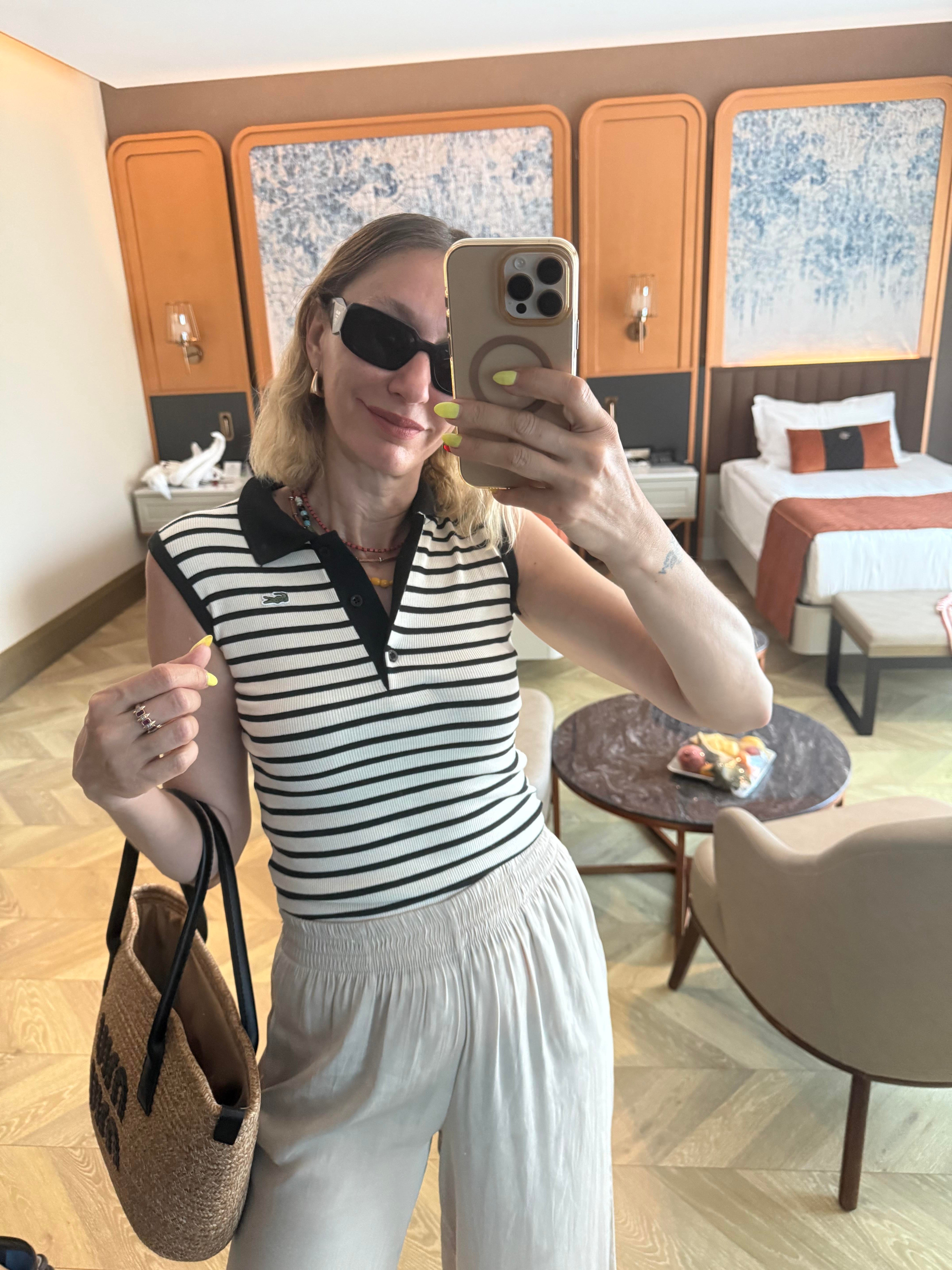 Kaşkorse Polo Yaka Laci Çizgili Atlet