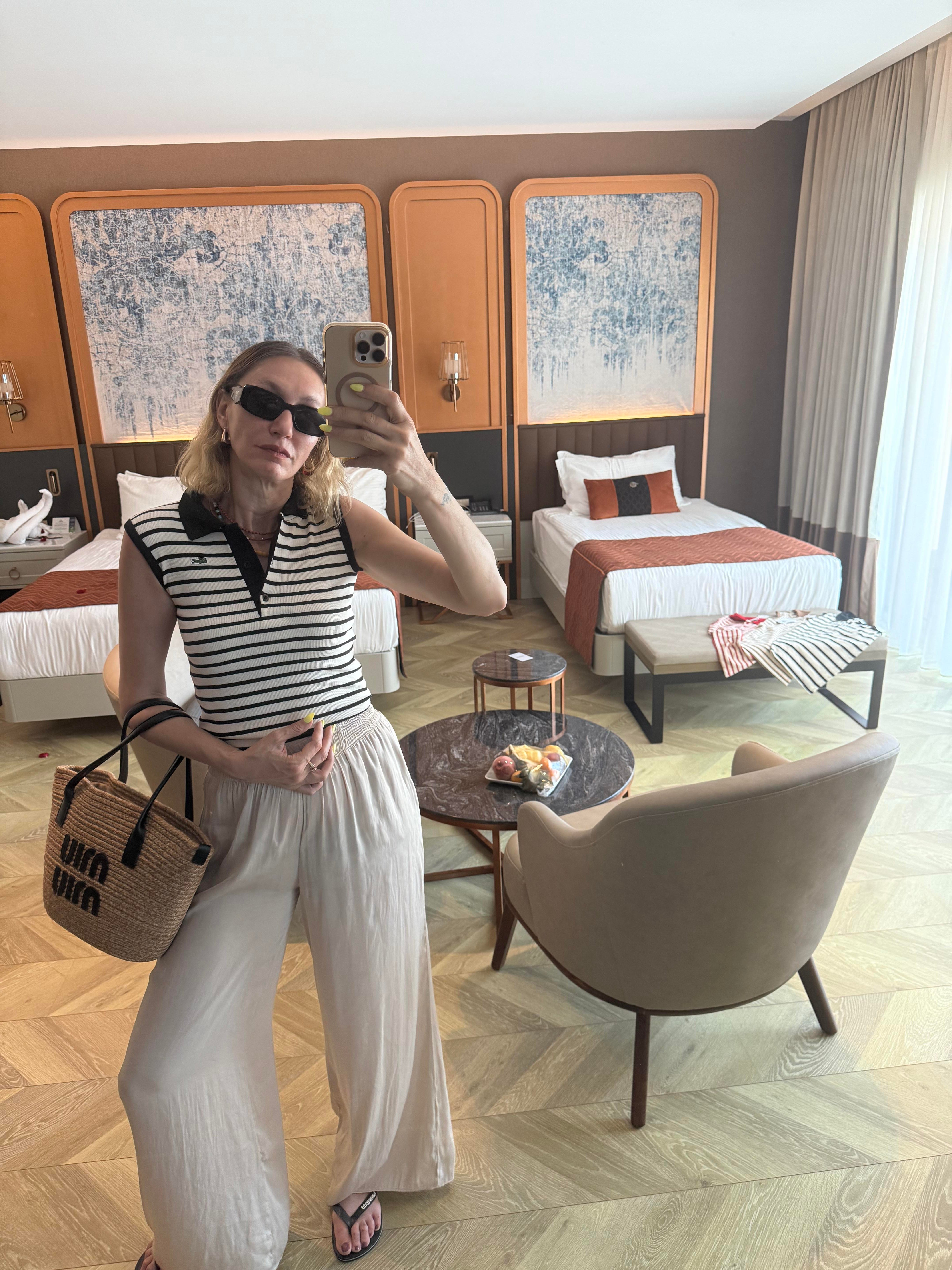 Kaşkorse Polo Yaka Laci Çizgili Atlet