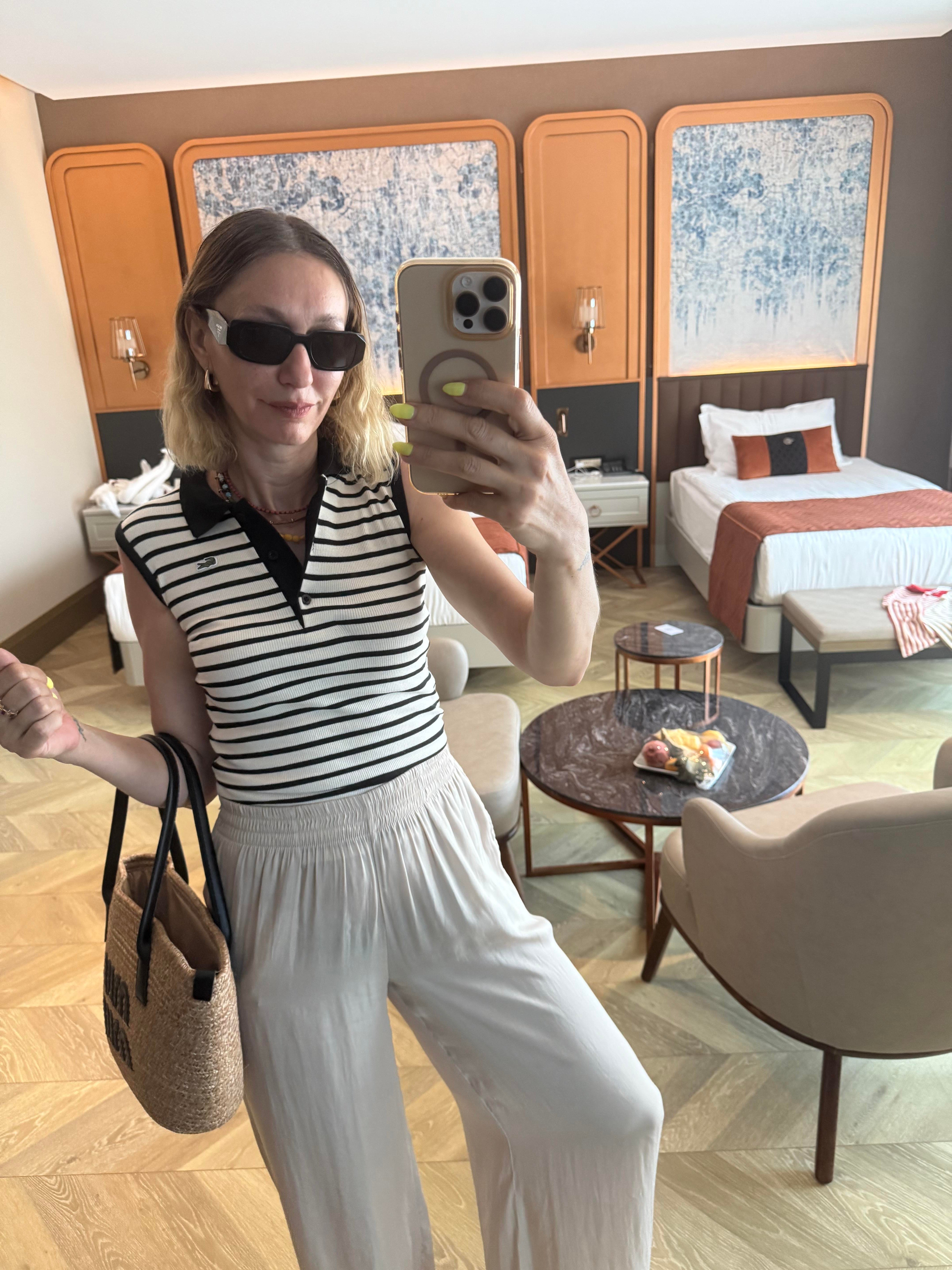 Kaşkorse Polo Yaka Laci Çizgili Atlet