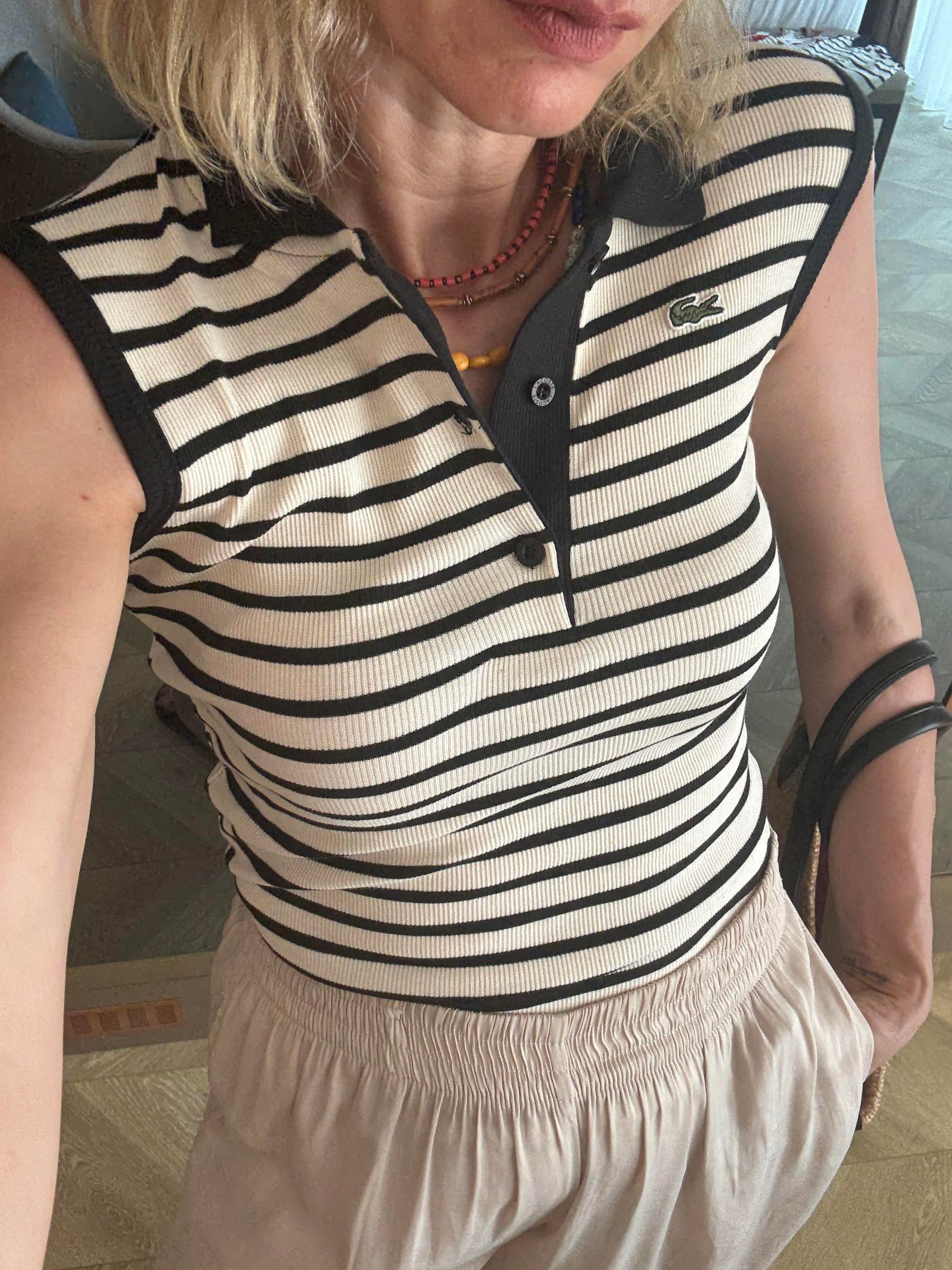 Kaşkorse Polo Yaka Laci Çizgili Atlet