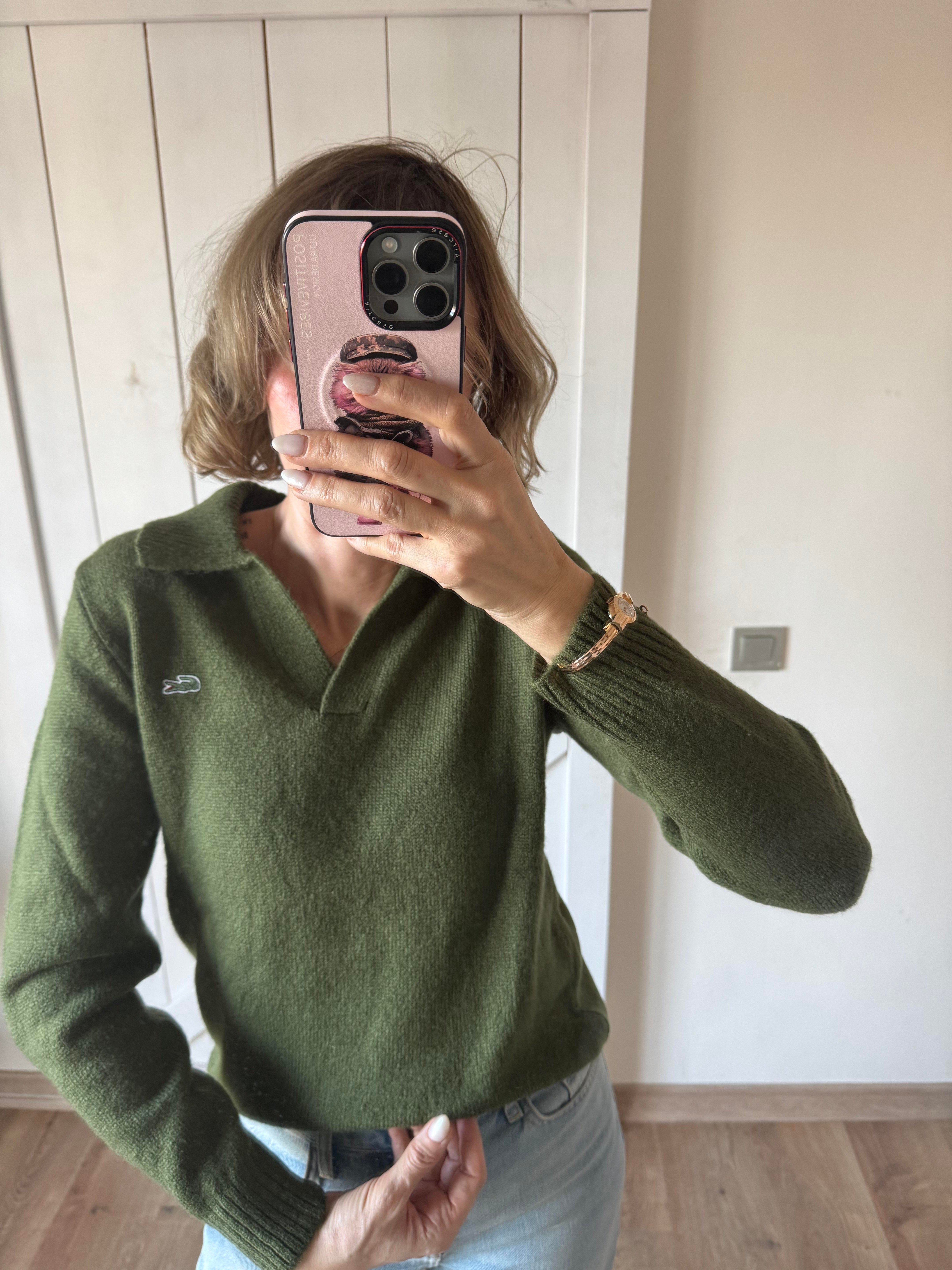 Kaşmir Yeşil Polo Yaka Sweat