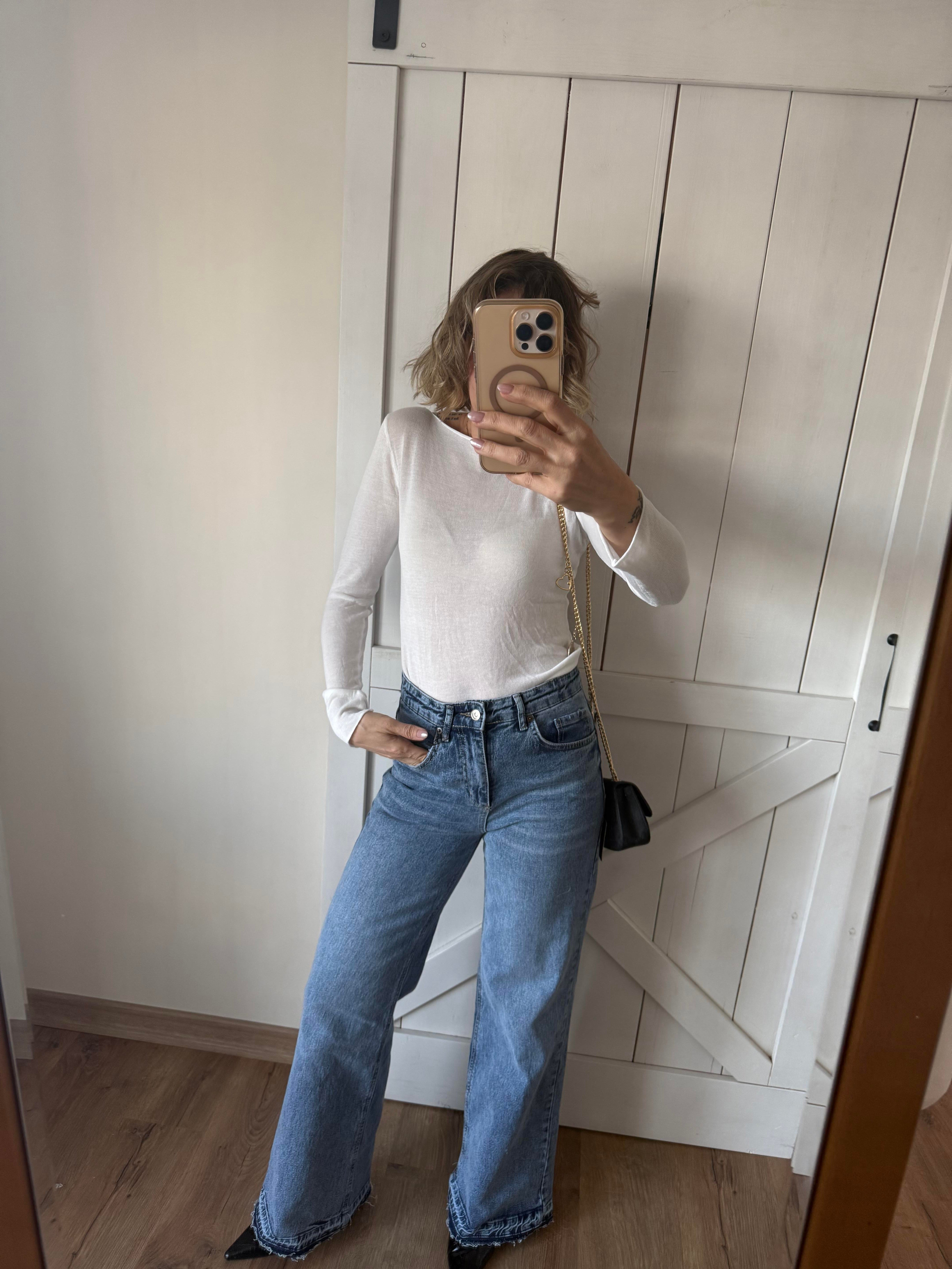 Kayık Yaka Beyaz Transparan Bluz