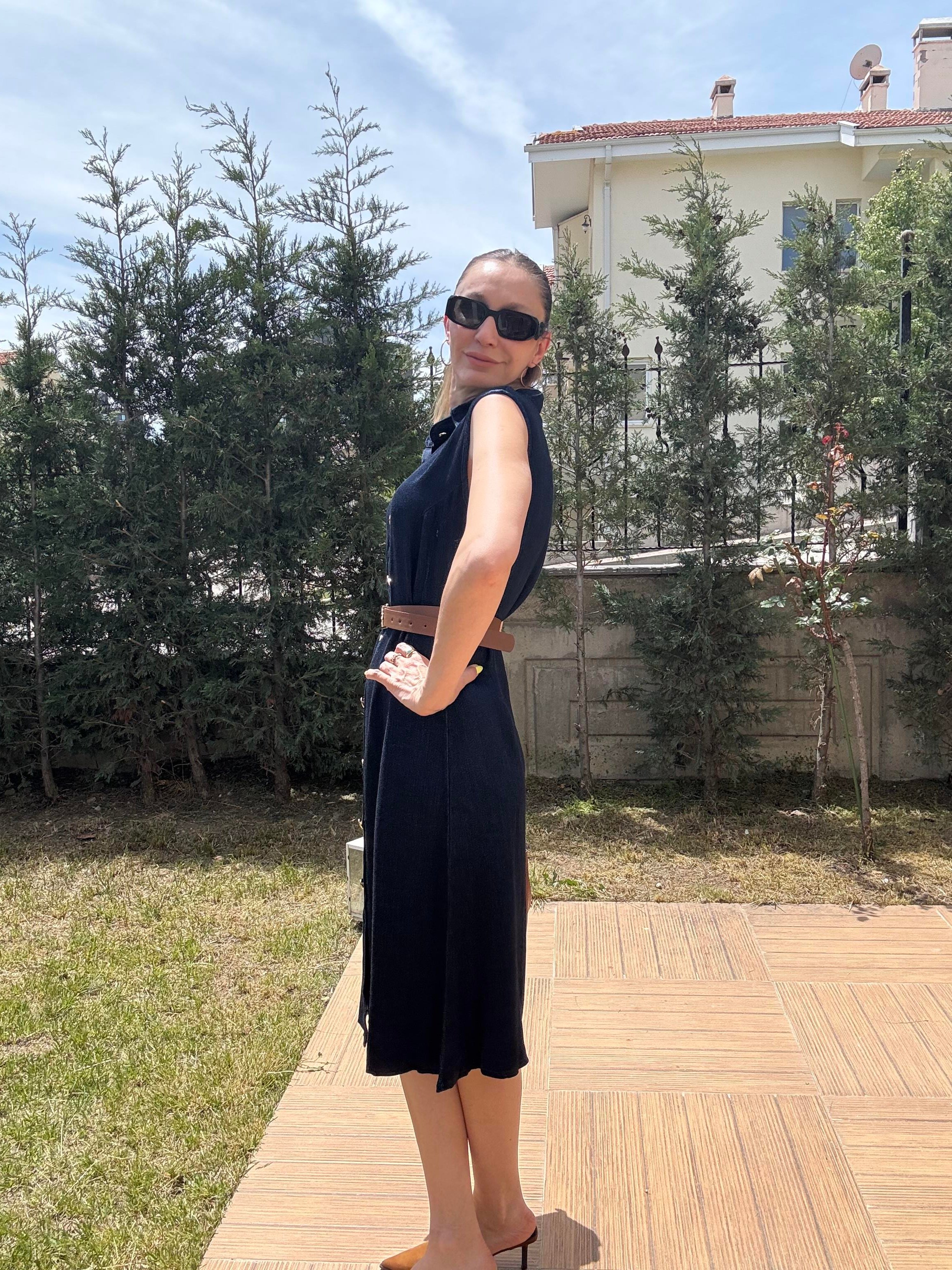 Kemerli Broşlu Premium Elbise