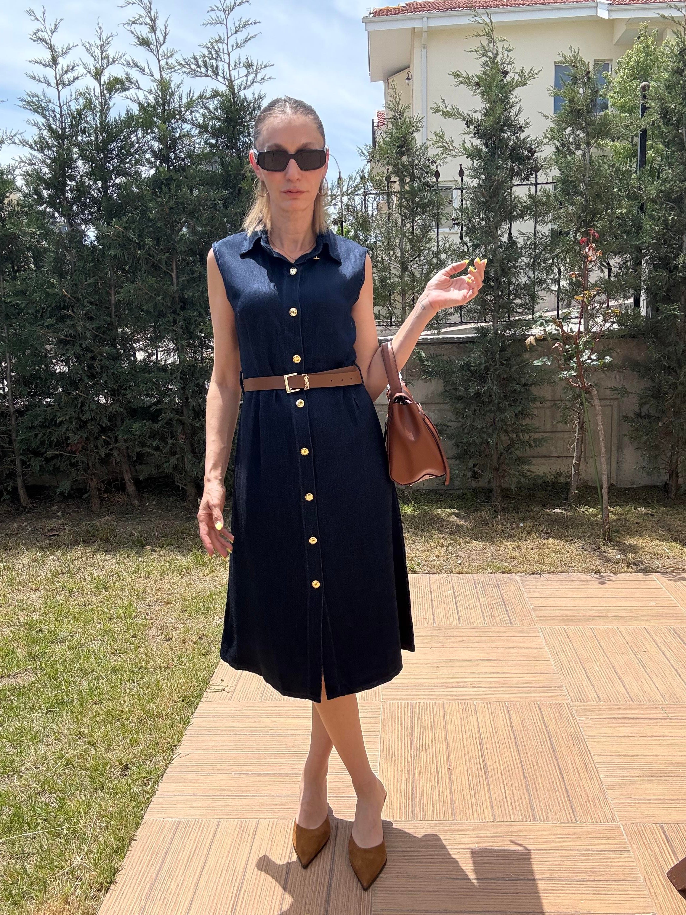 Kemerli Broşlu Premium Elbise