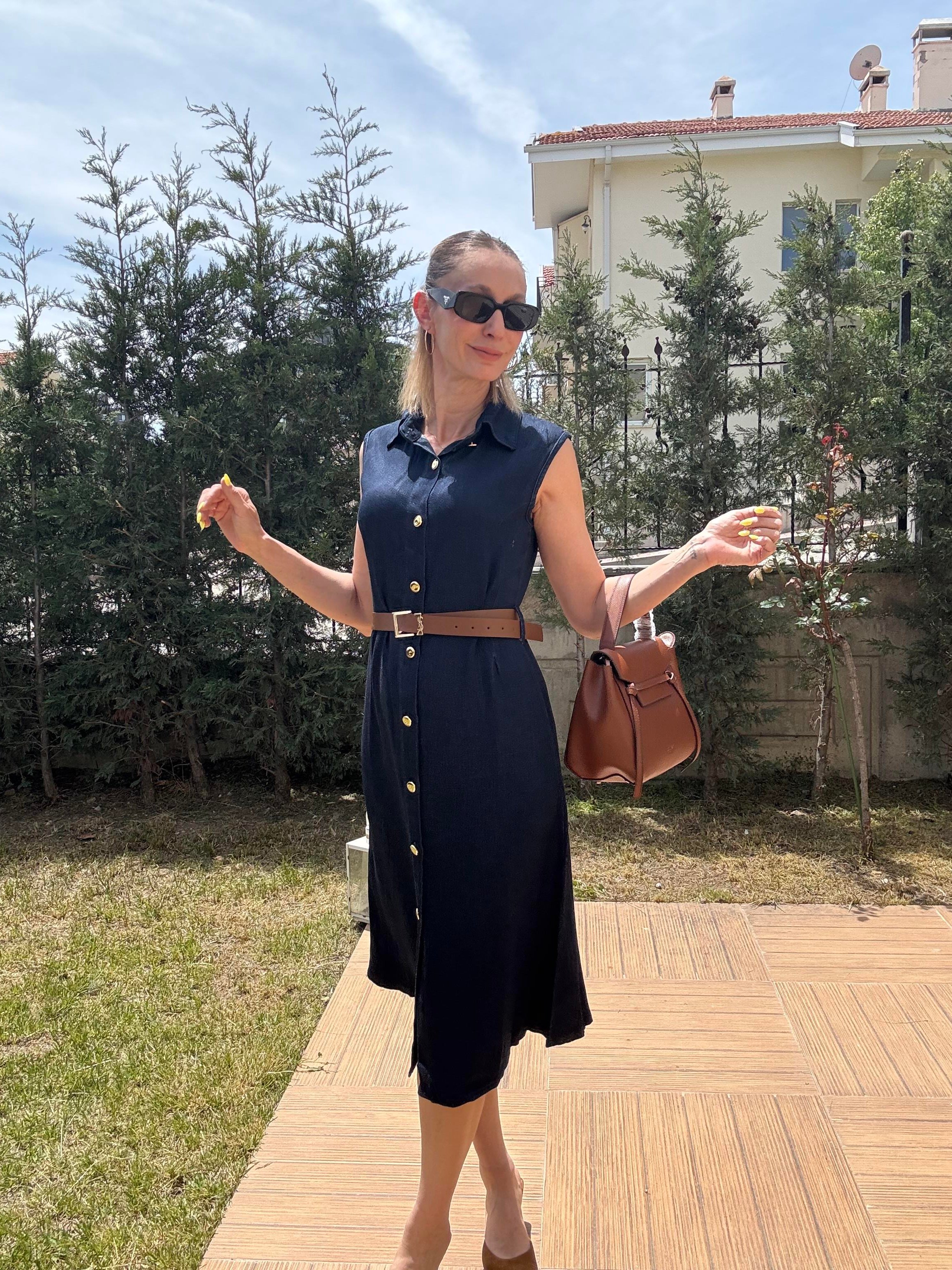 Kemerli Broşlu Premium Elbise