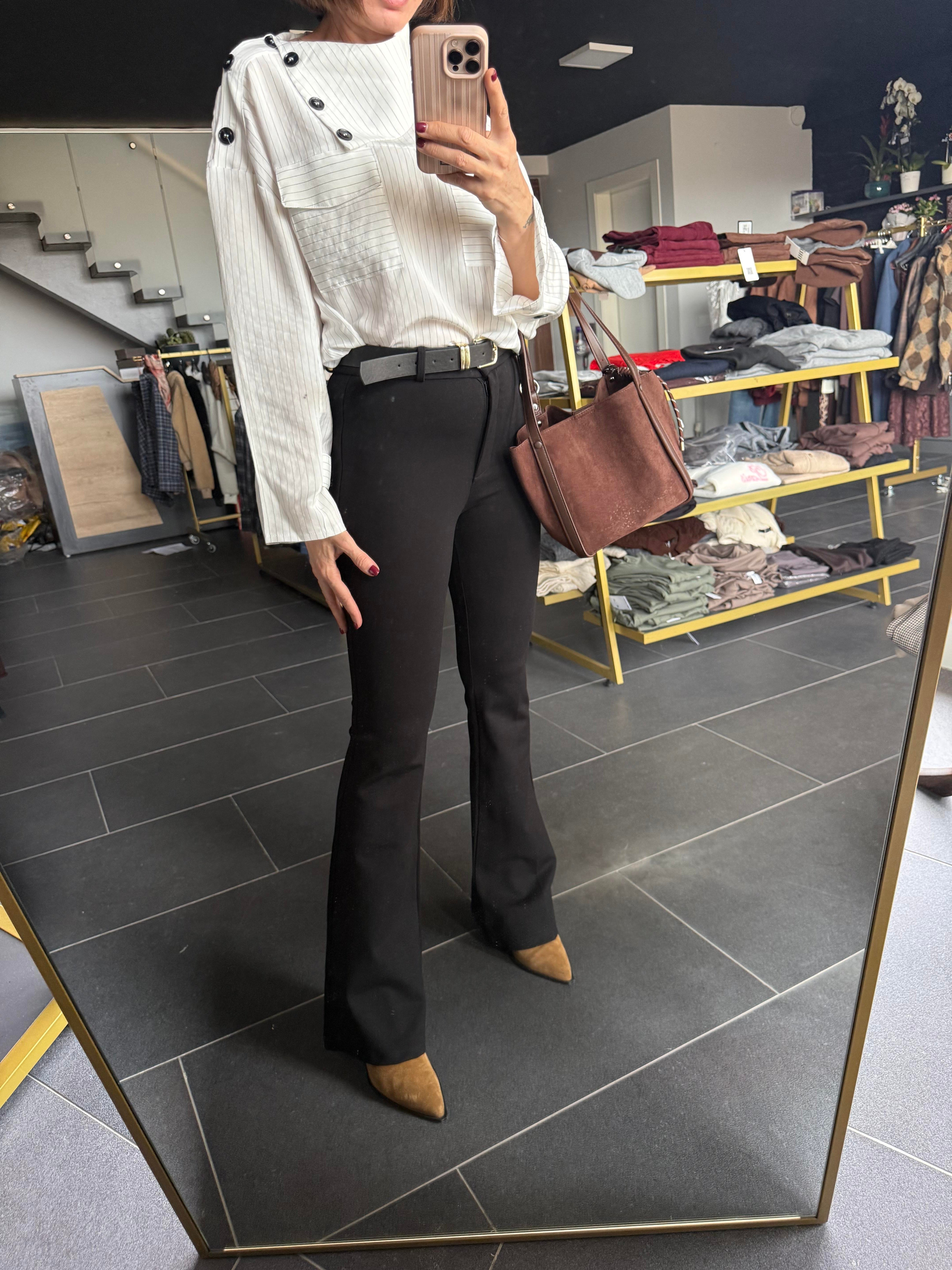 Kemerli İspanyol Siyah Pantolon