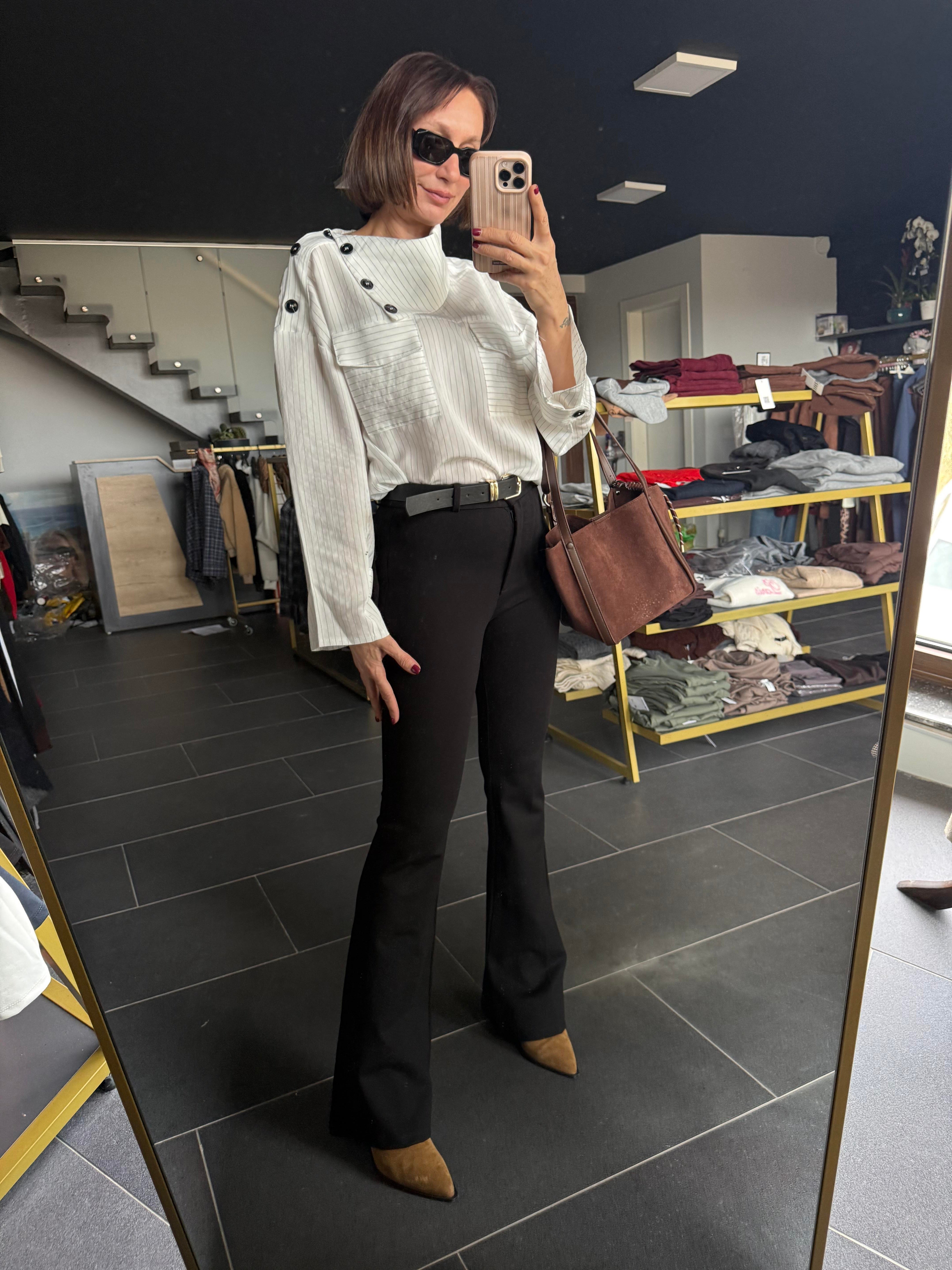 Kemerli İspanyol Siyah Pantolon