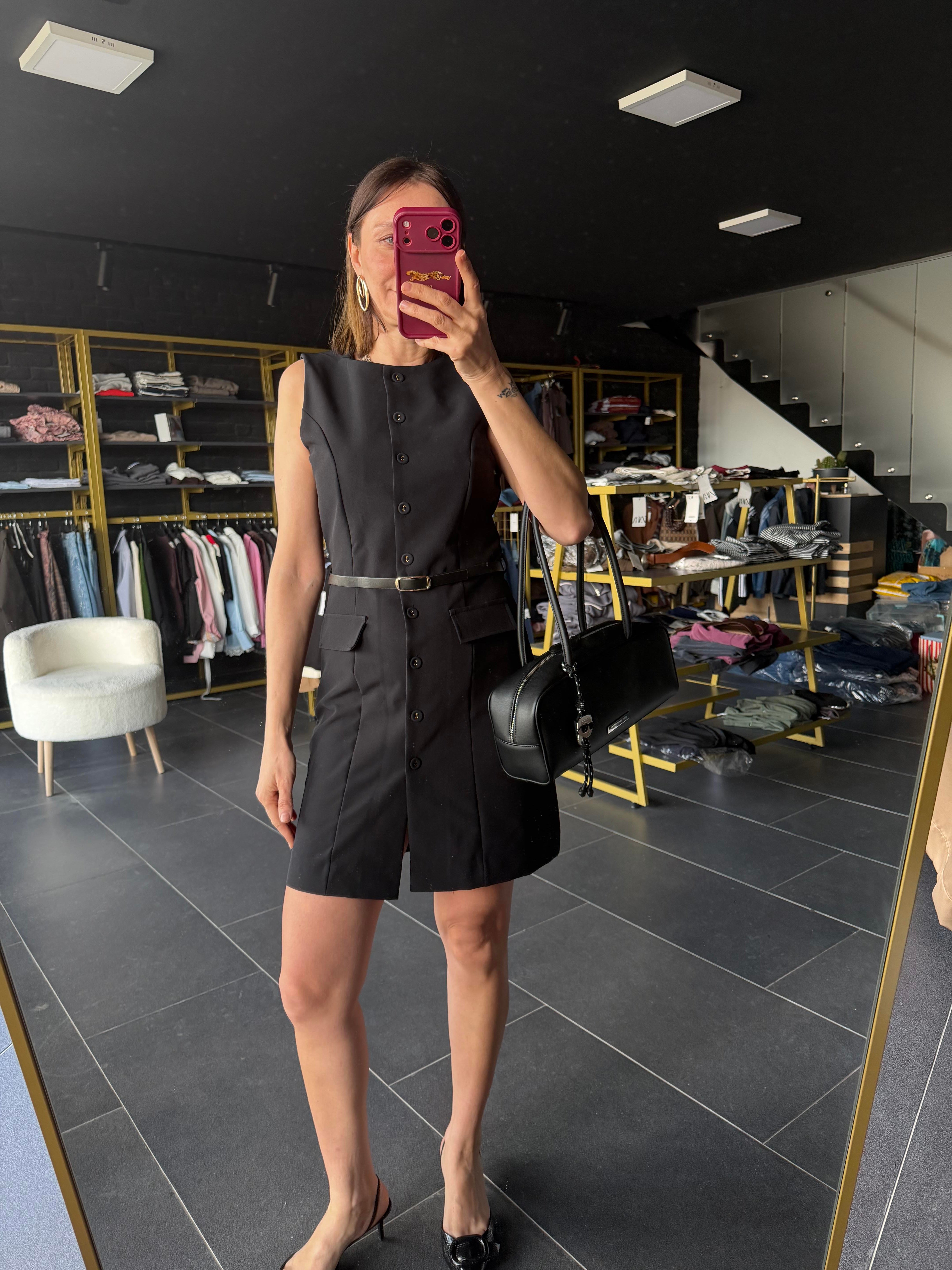 Kemerli Siyah Work Elbise