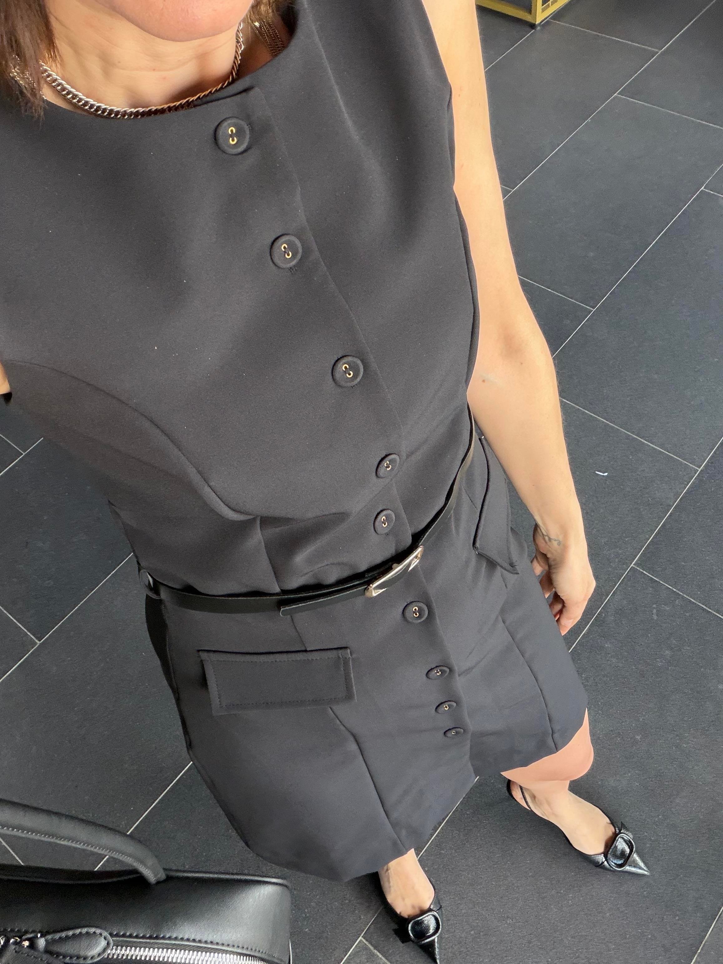 Kemerli Siyah Work Elbise