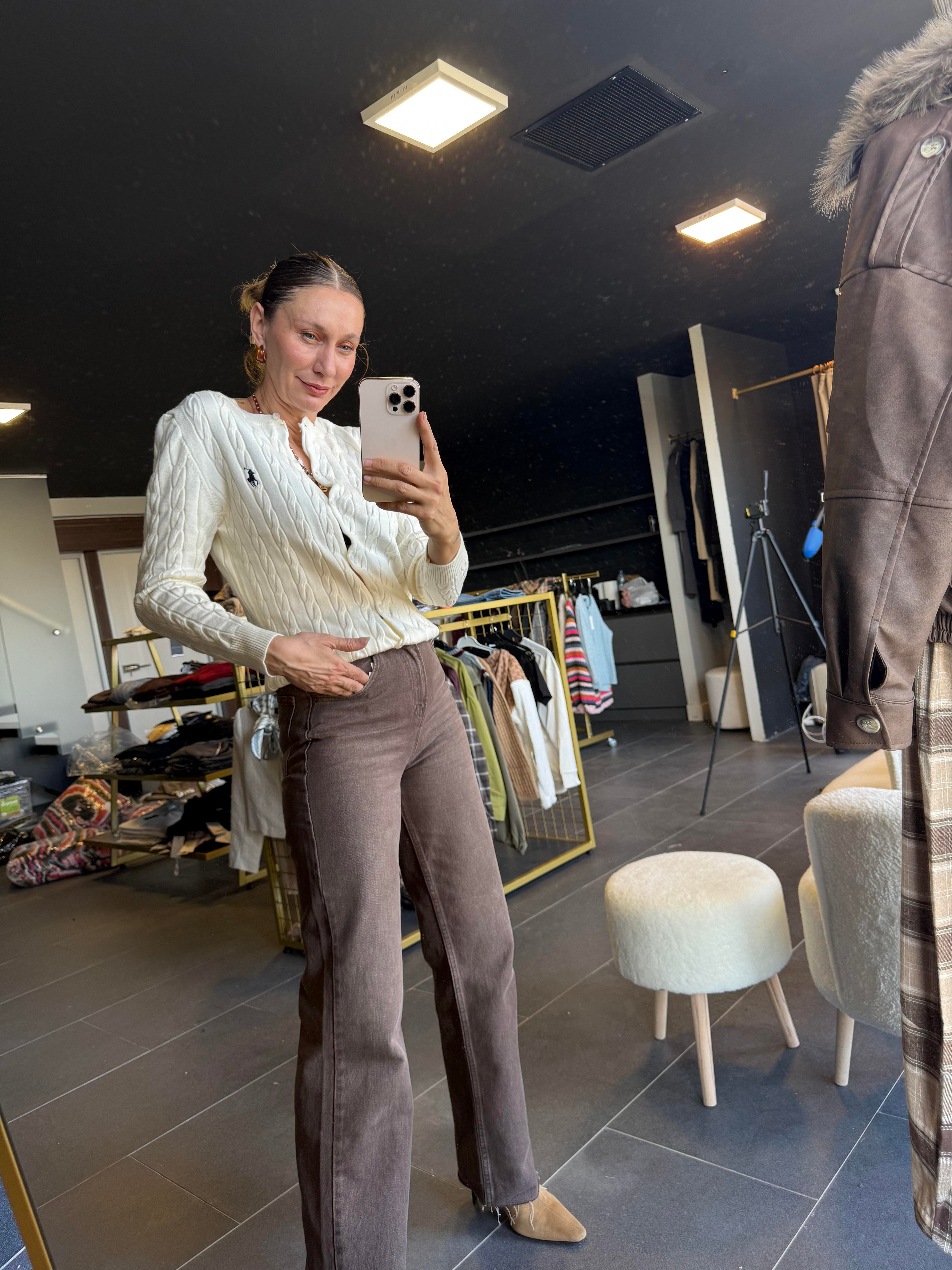 Kemik Kalın Saç Örgü Hırka