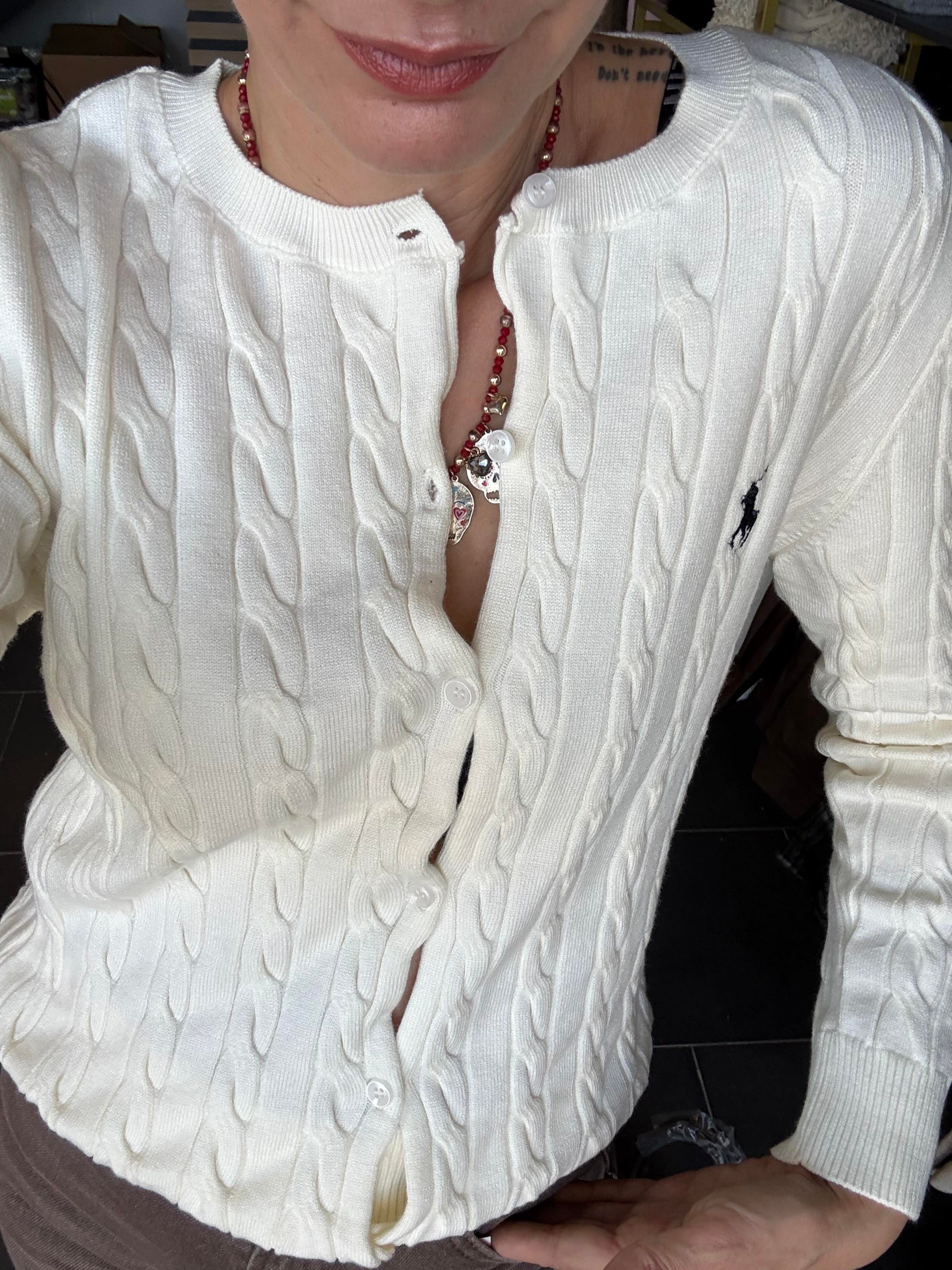 Kemik Kalın Saç Örgü Hırka