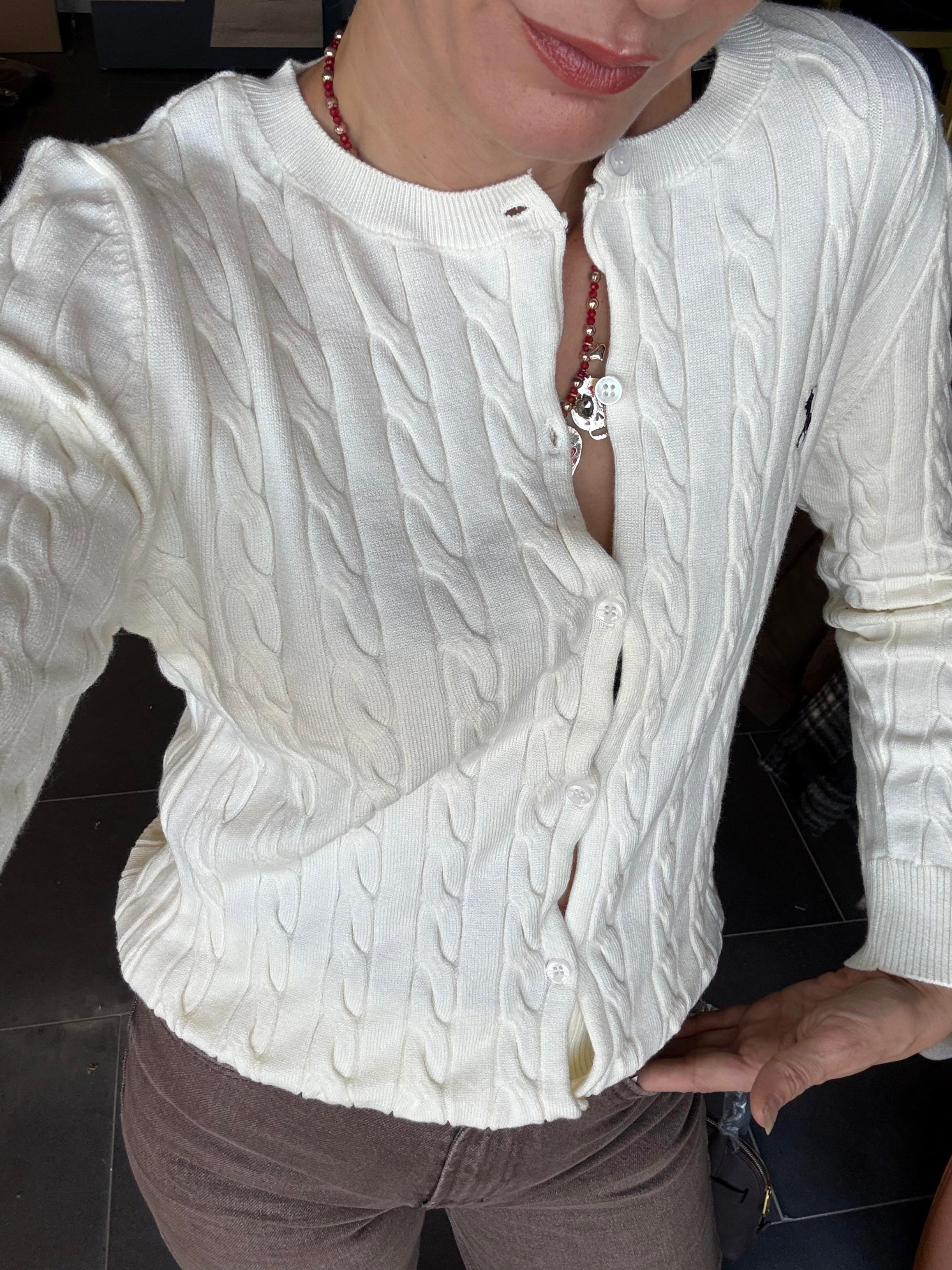 Kemik Kalın Saç Örgü Hırka