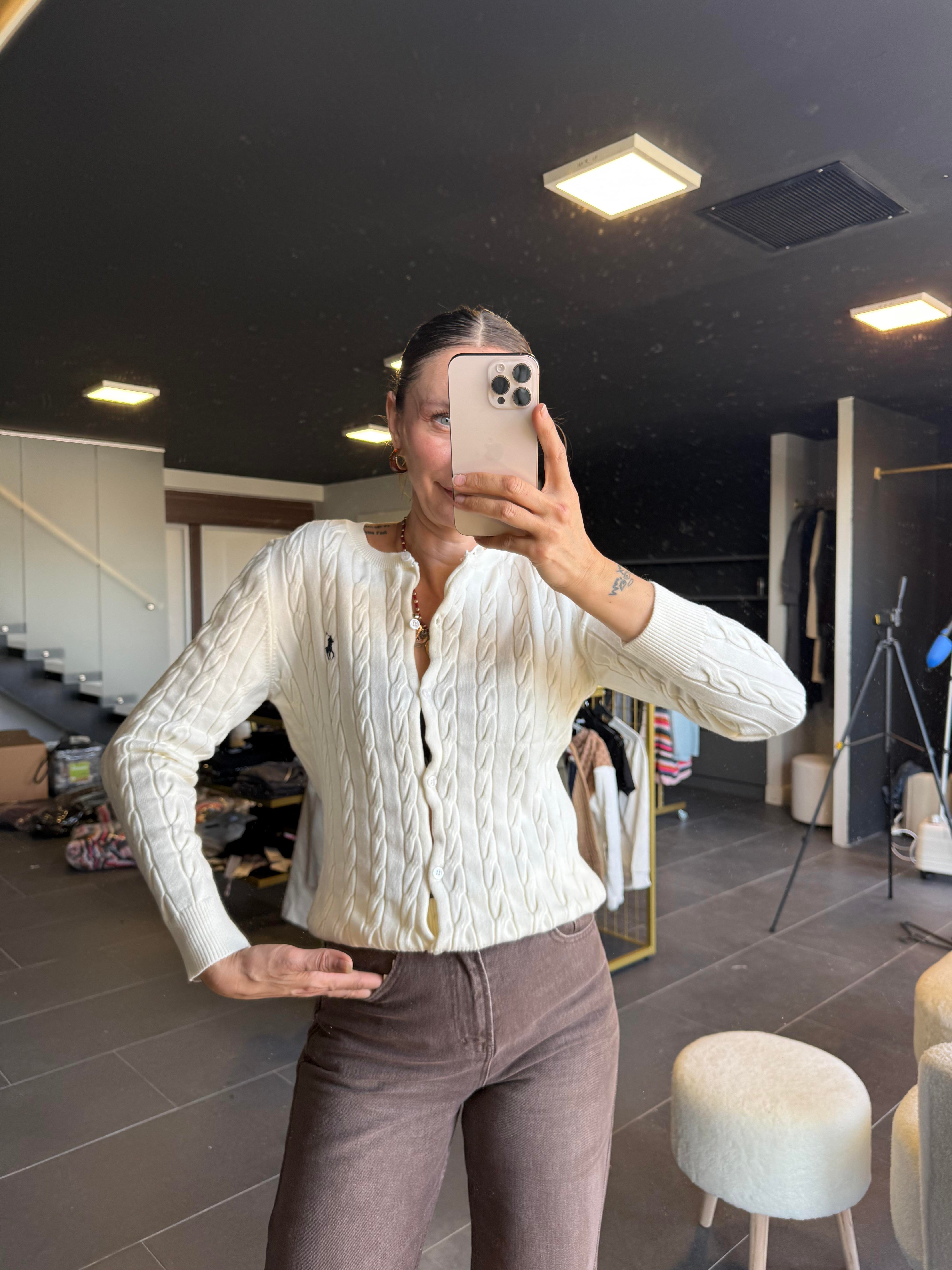 Kemik Kalın Saç Örgü Hırka