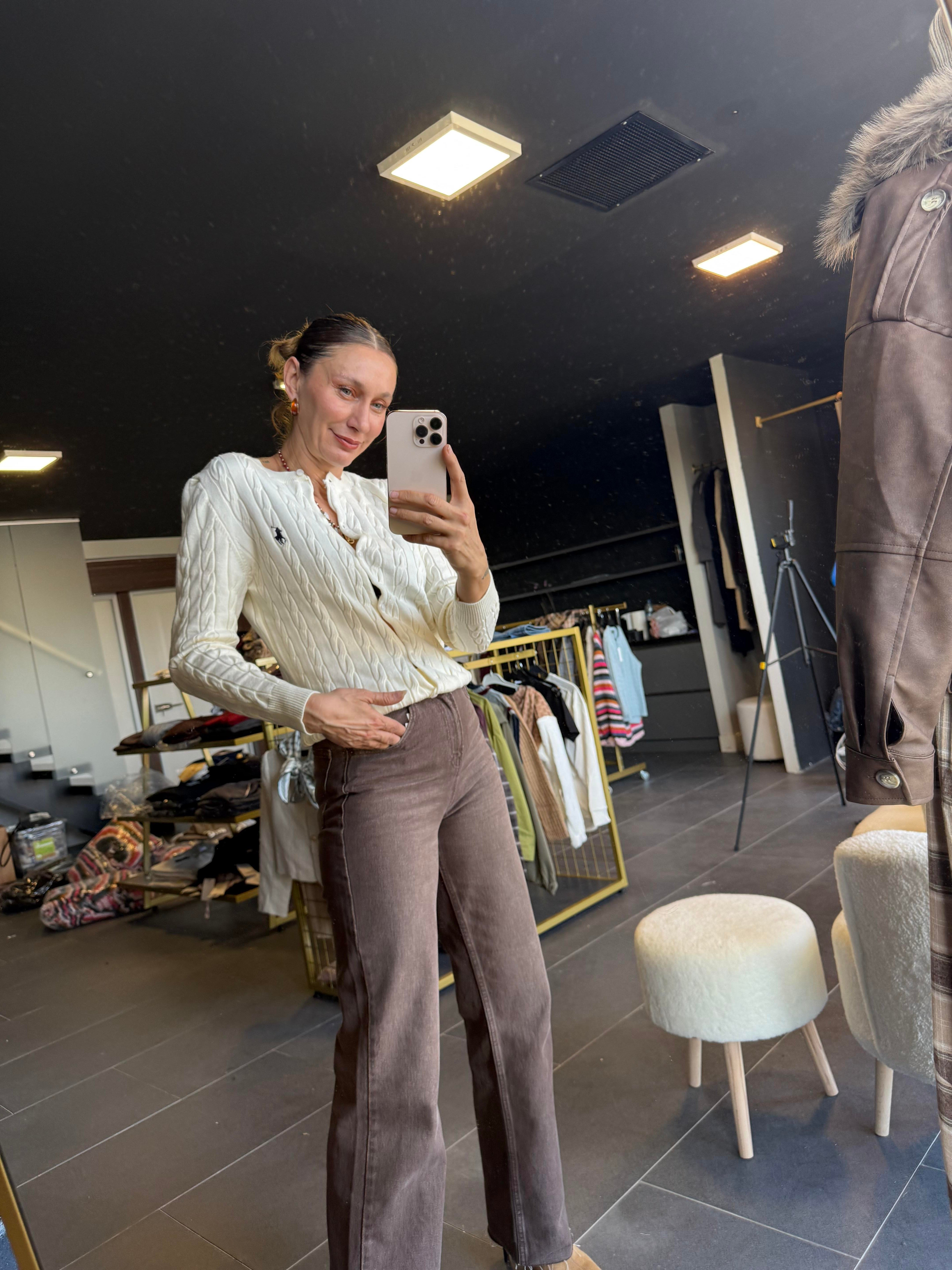 Kemik Kalın Saç Örgü Hırka