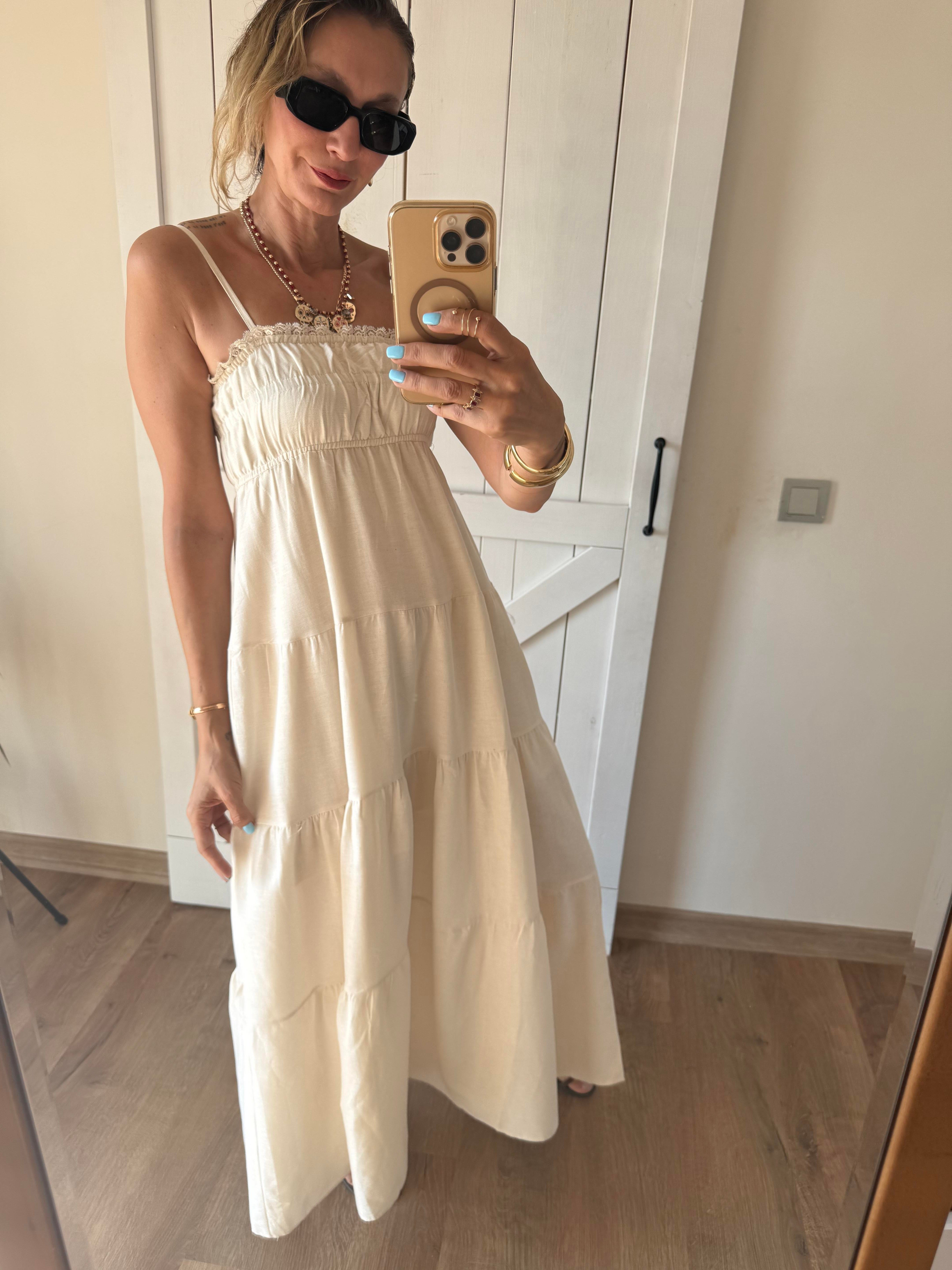 Keten Askılı Taş Soft Elbise