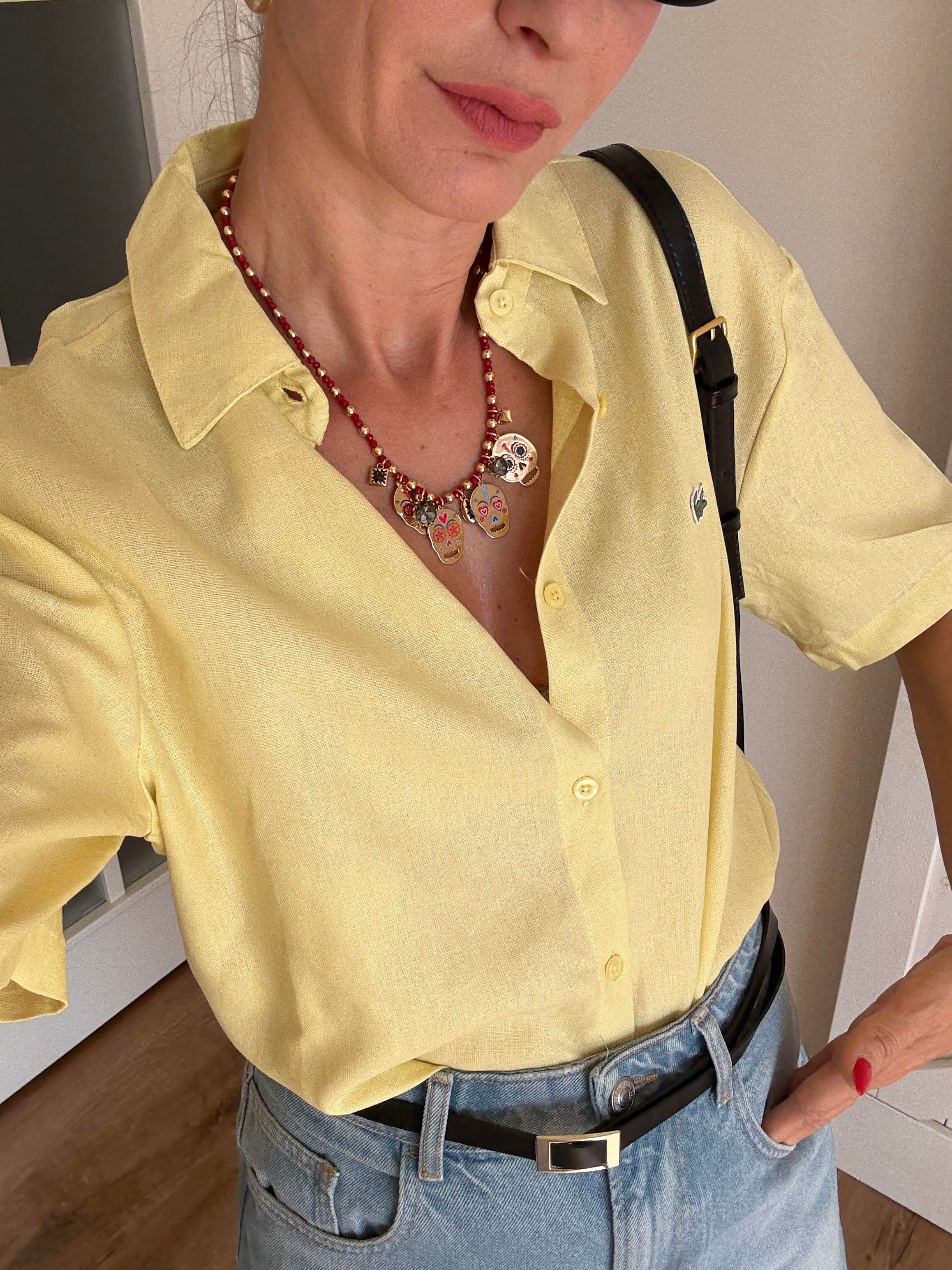 Keten Kısa Kollu Olia Gömlek