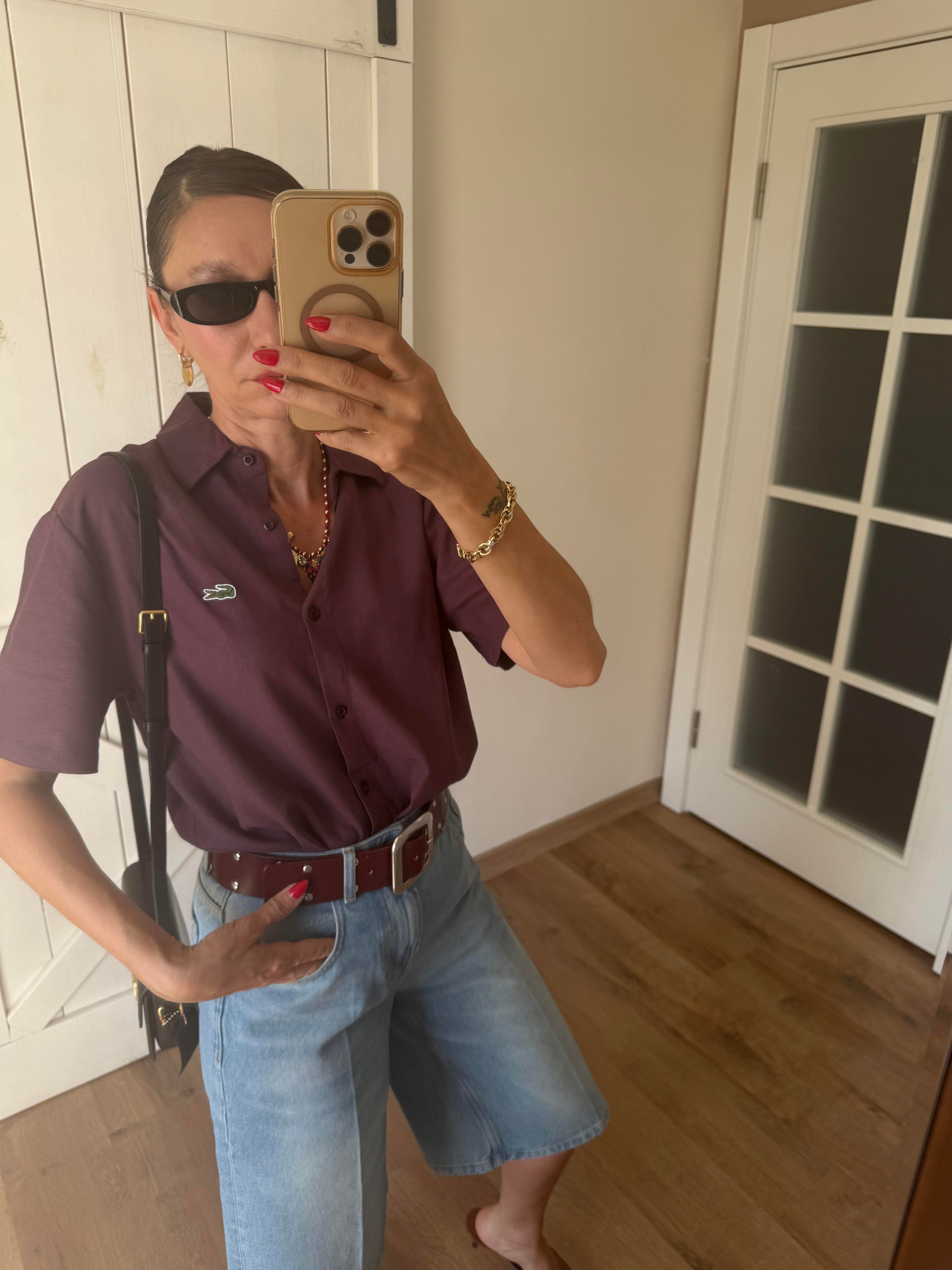 Keten Kısa Kollu Sould Gömlek