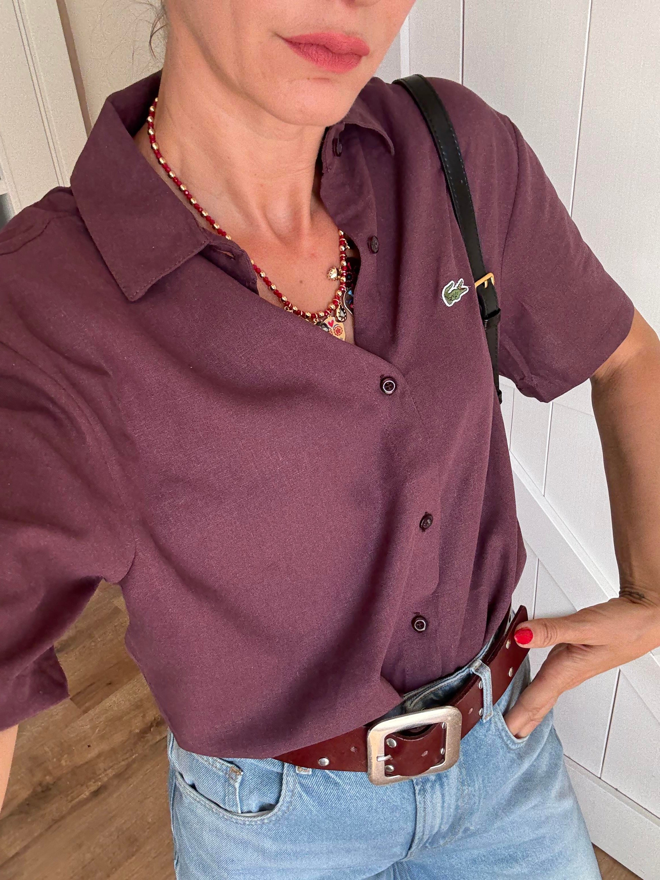 Keten Kısa Kollu Sould Gömlek