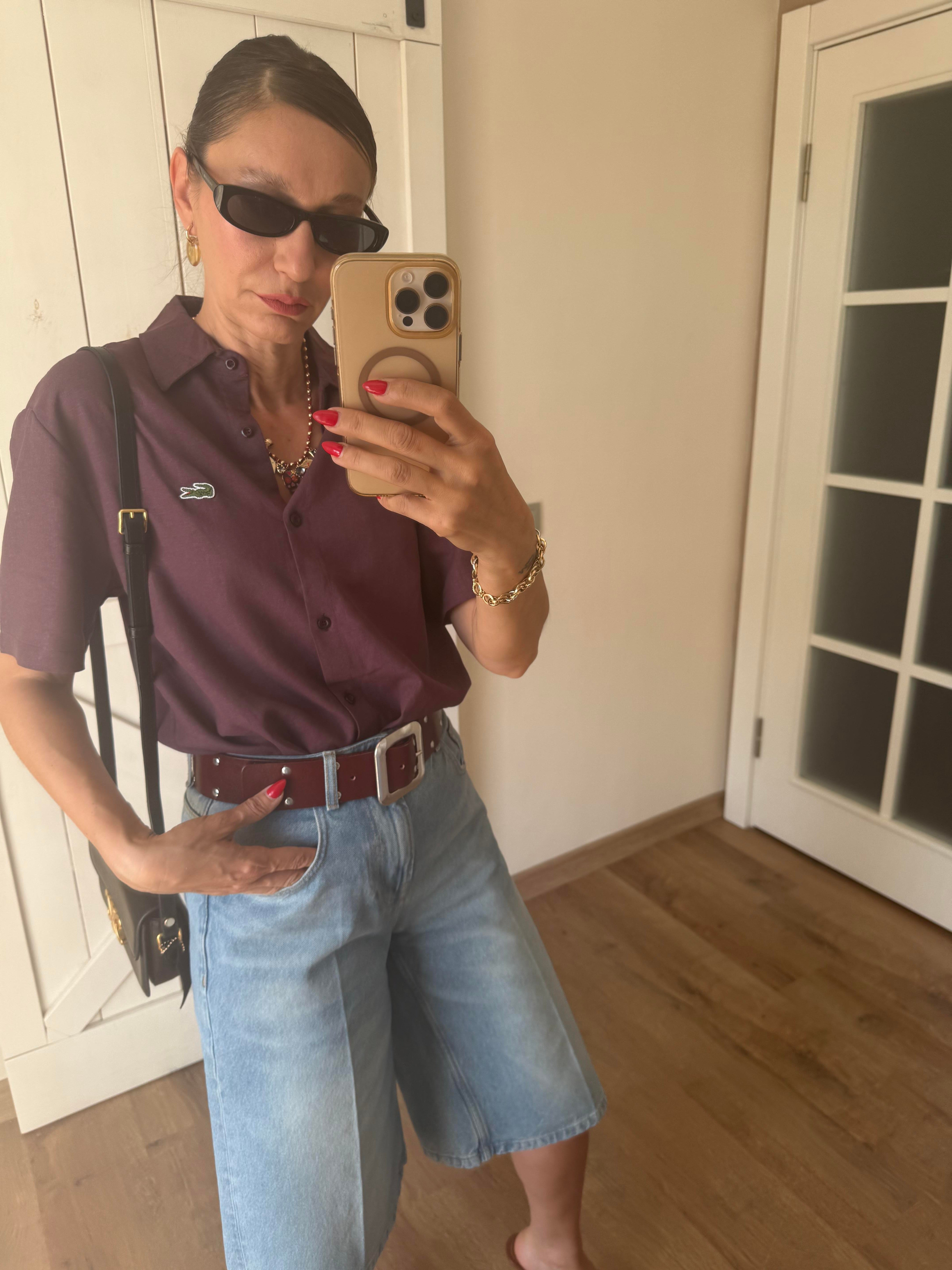 Keten Kısa Kollu Sould Gömlek