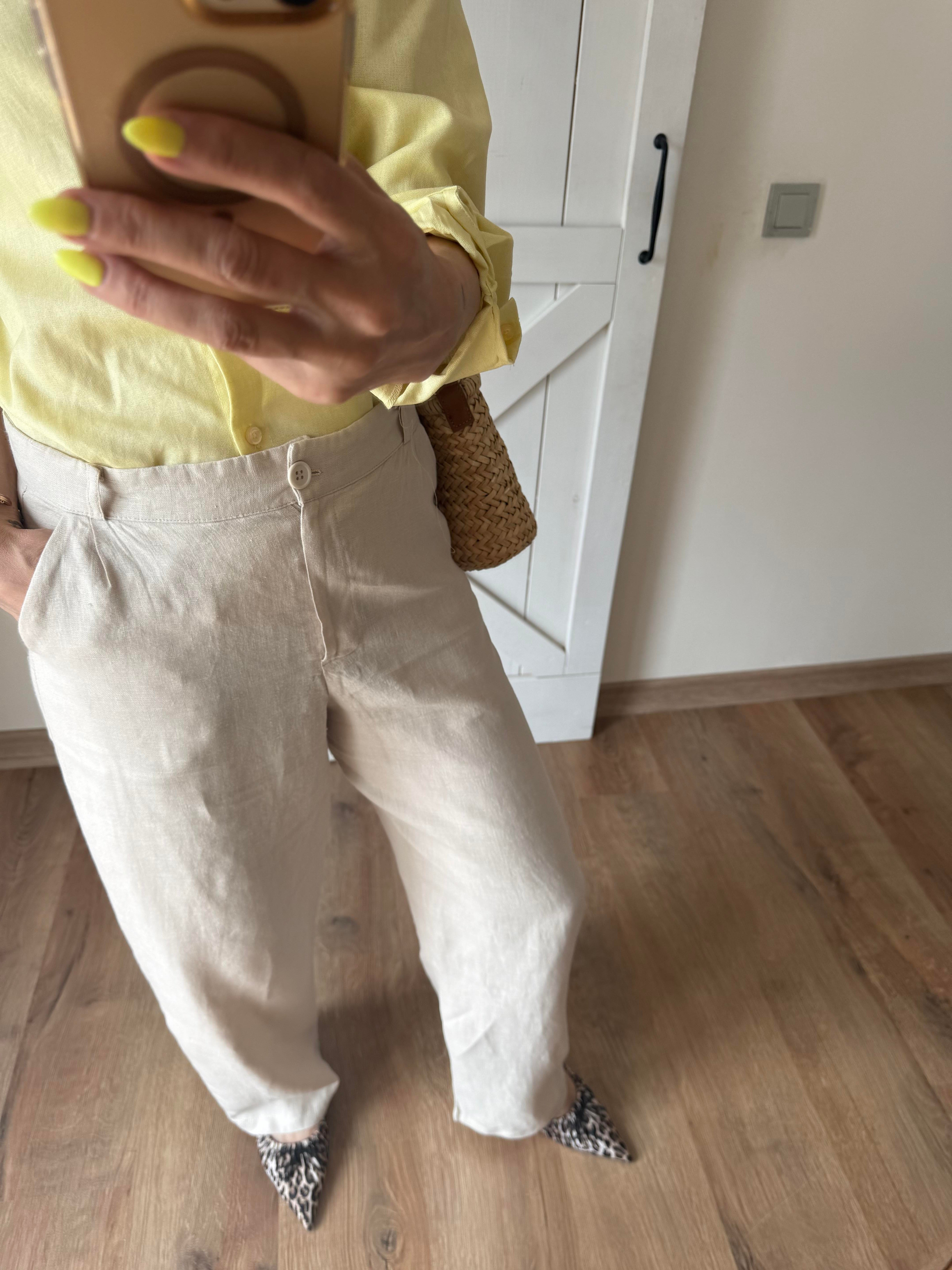 Keten Premium Ekru Pantolon