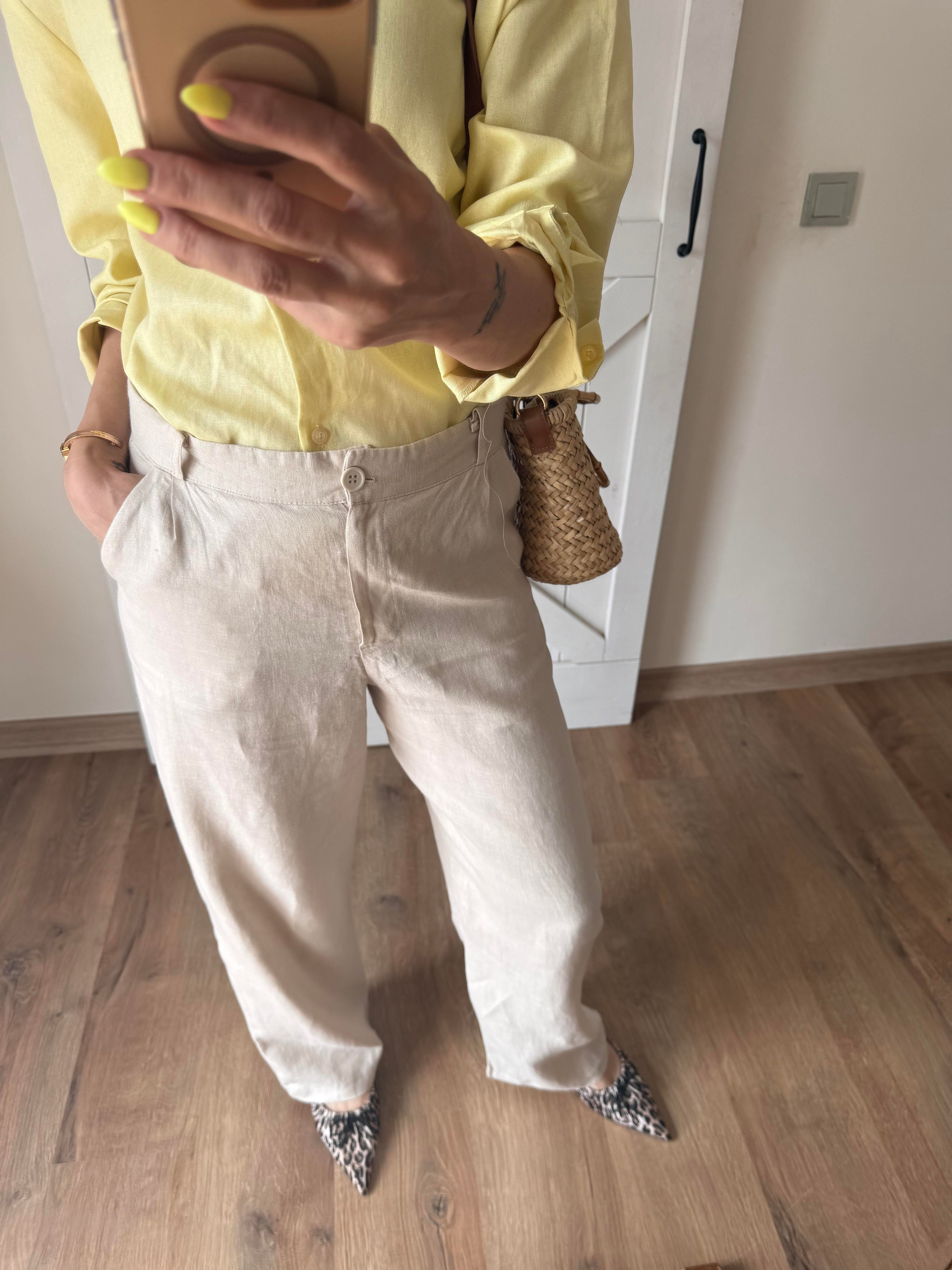 Keten Premium Ekru Pantolon