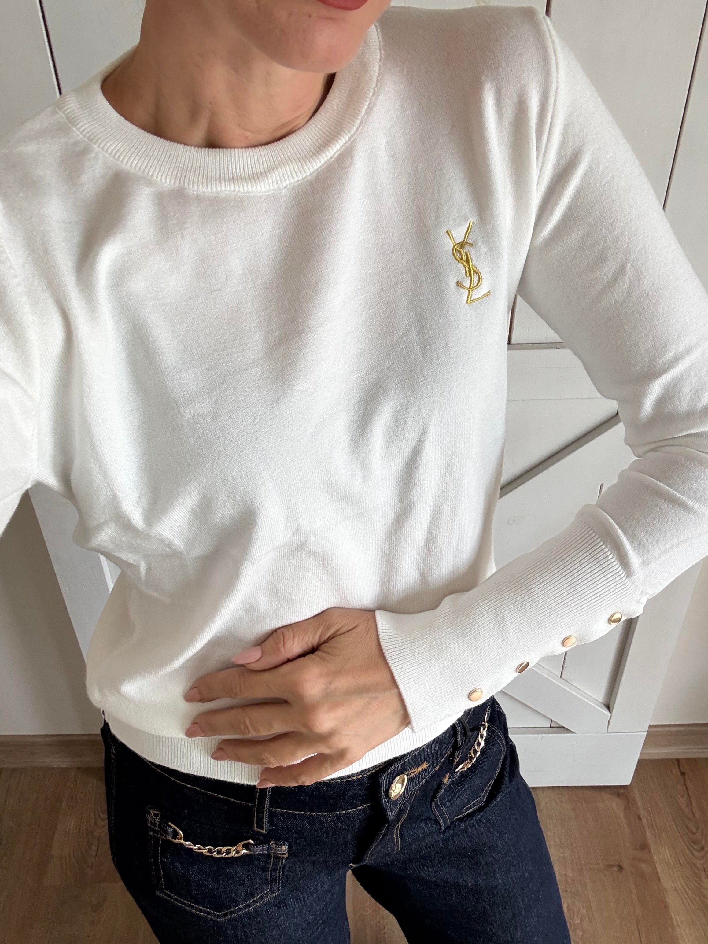 Kırık Beyaz Bilekleri Zımbalı Ys Triko