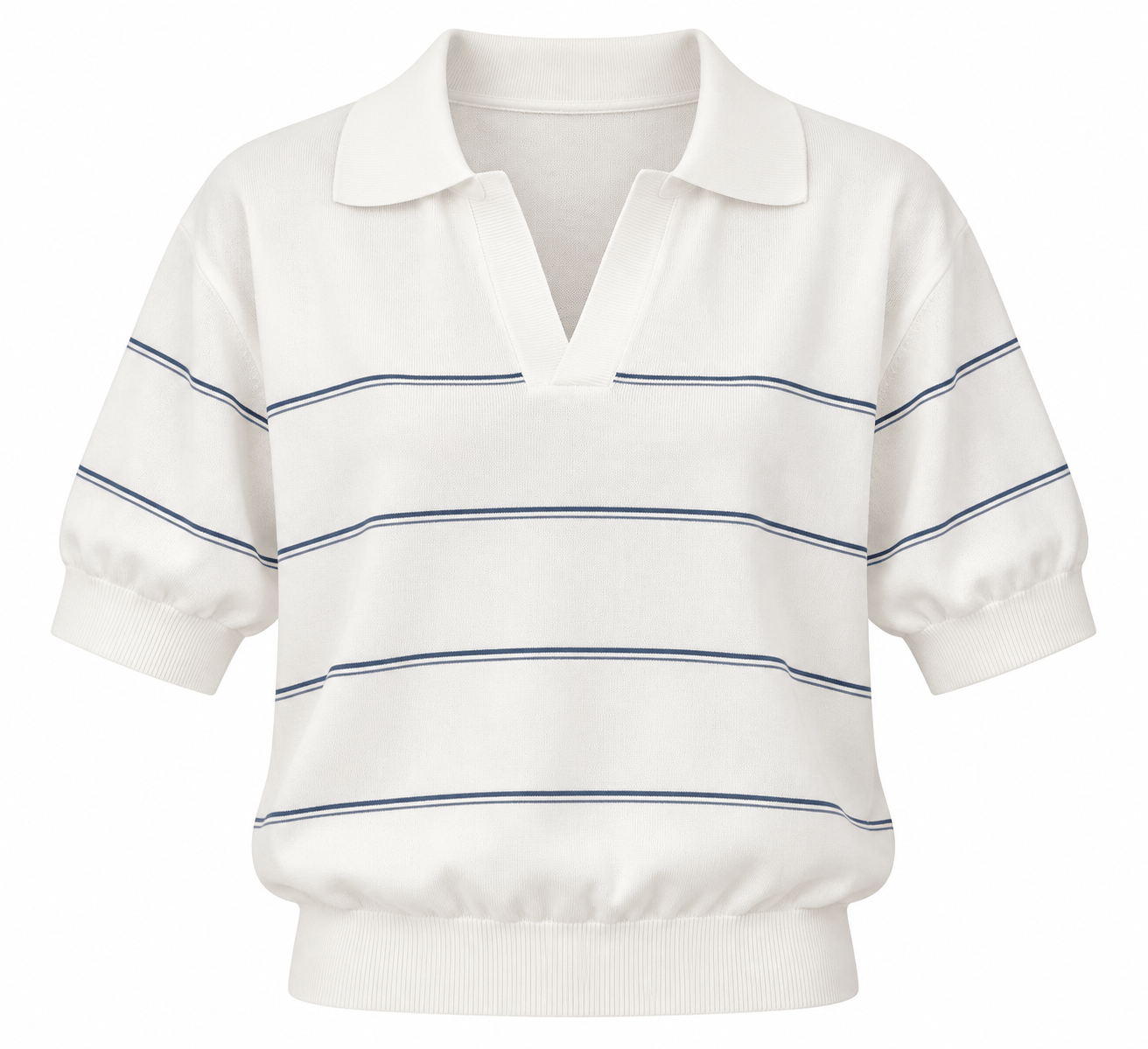 Kırık Beyaz Yumoş Polo Yaka Triko Tshirt