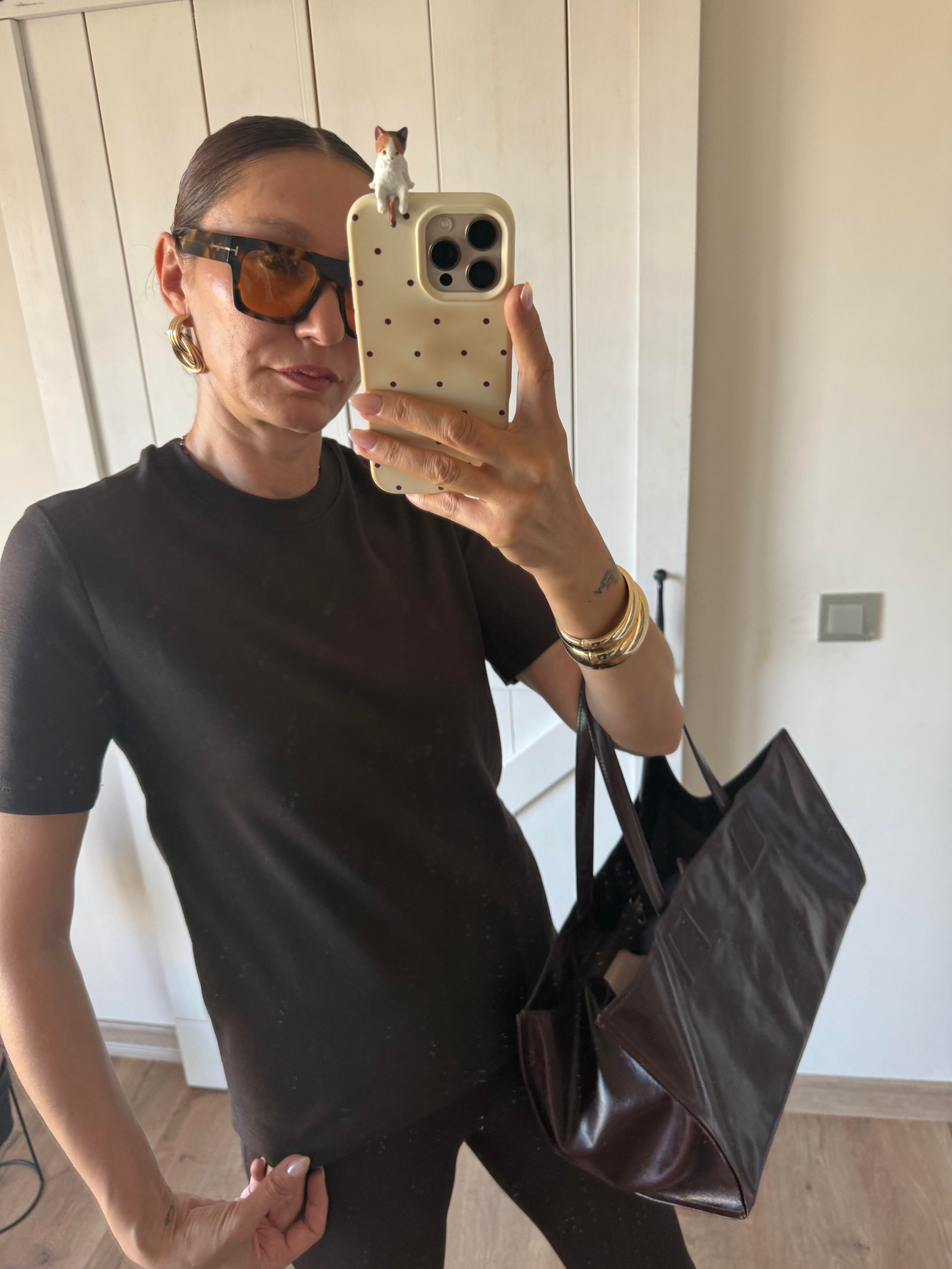 Kısa Kol Massli Kahve Tshirt