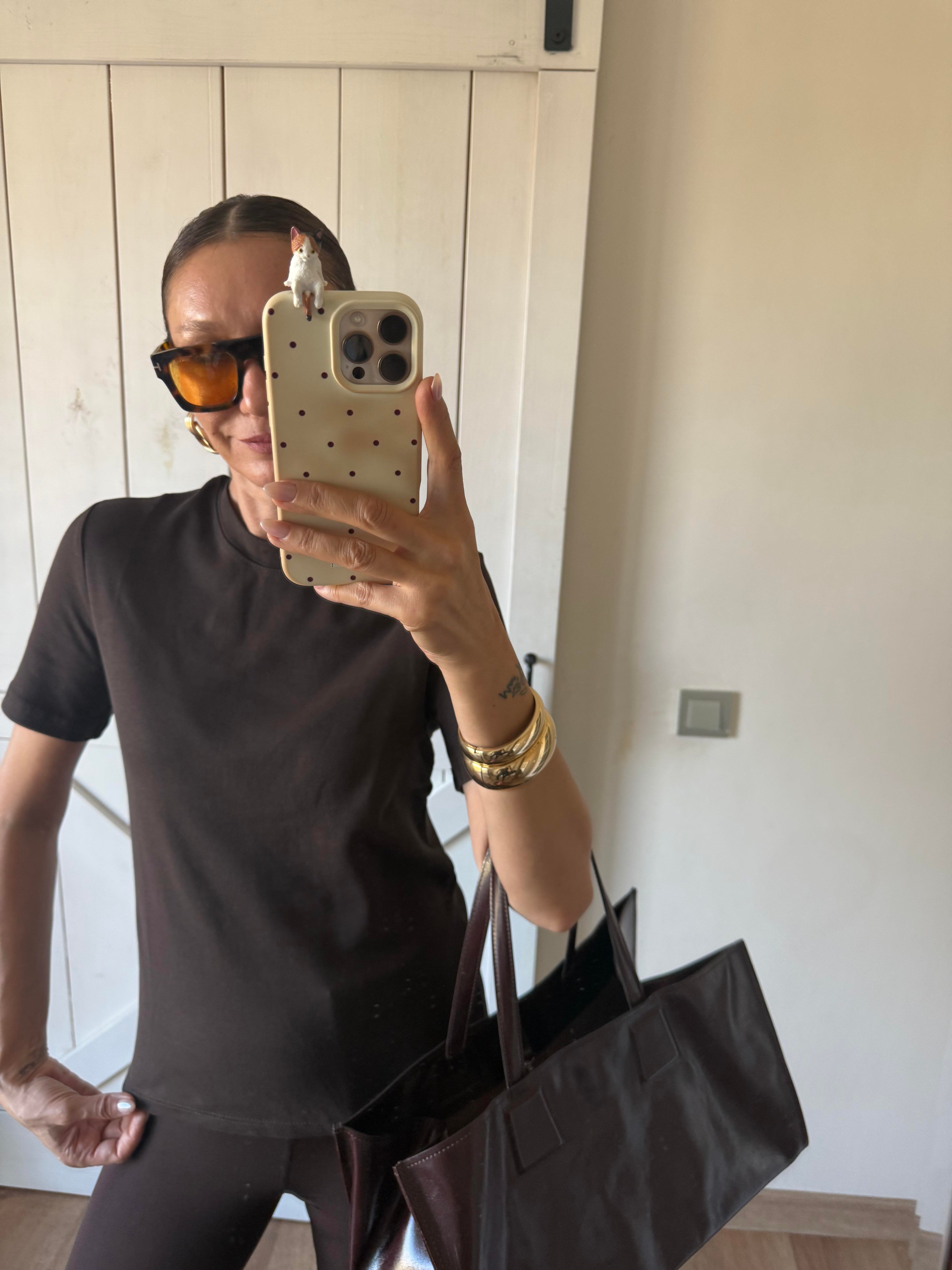 Kısa Kol Massli Kahve Tshirt