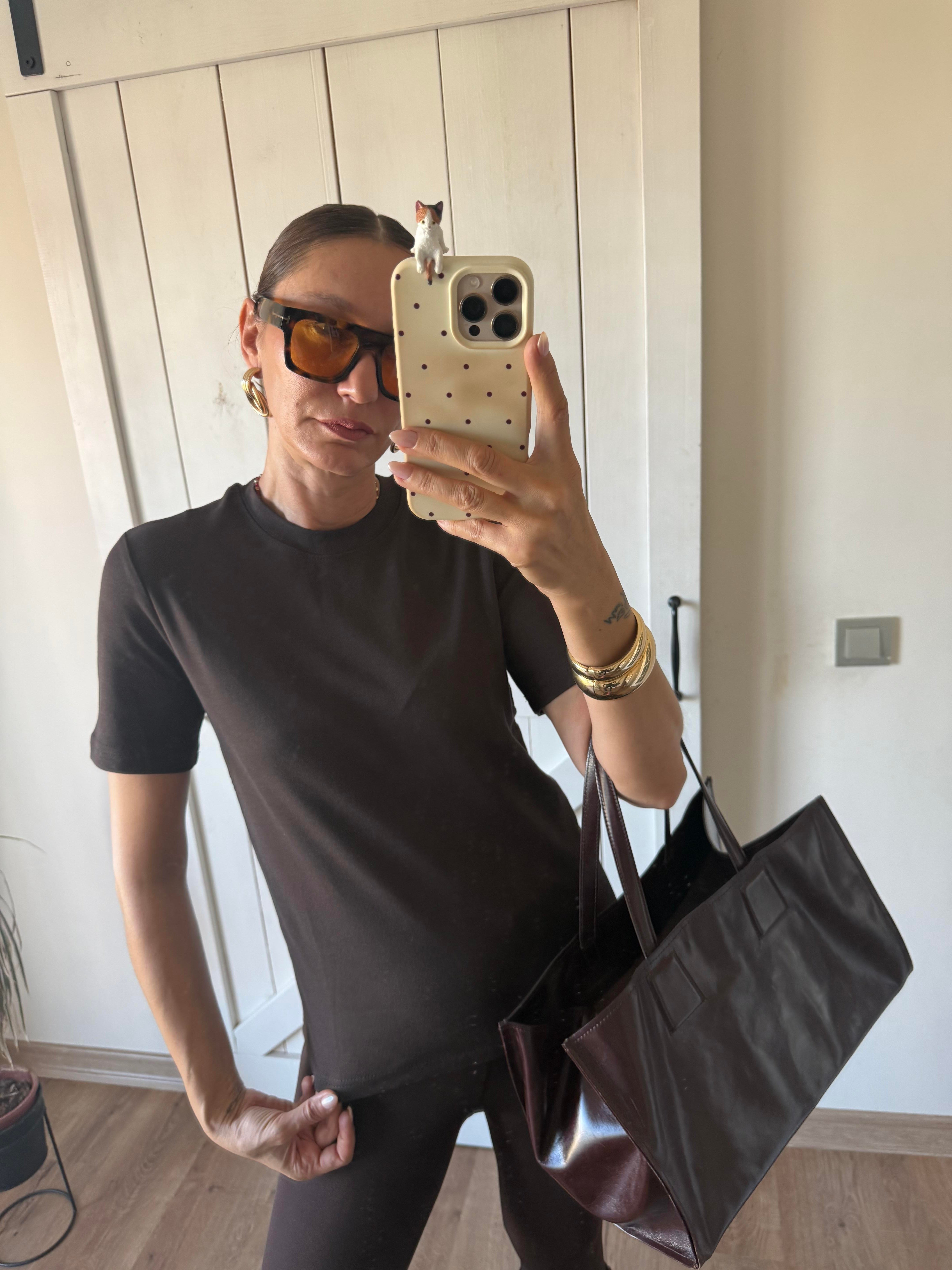 Kısa Kol Massli Kahve Tshirt