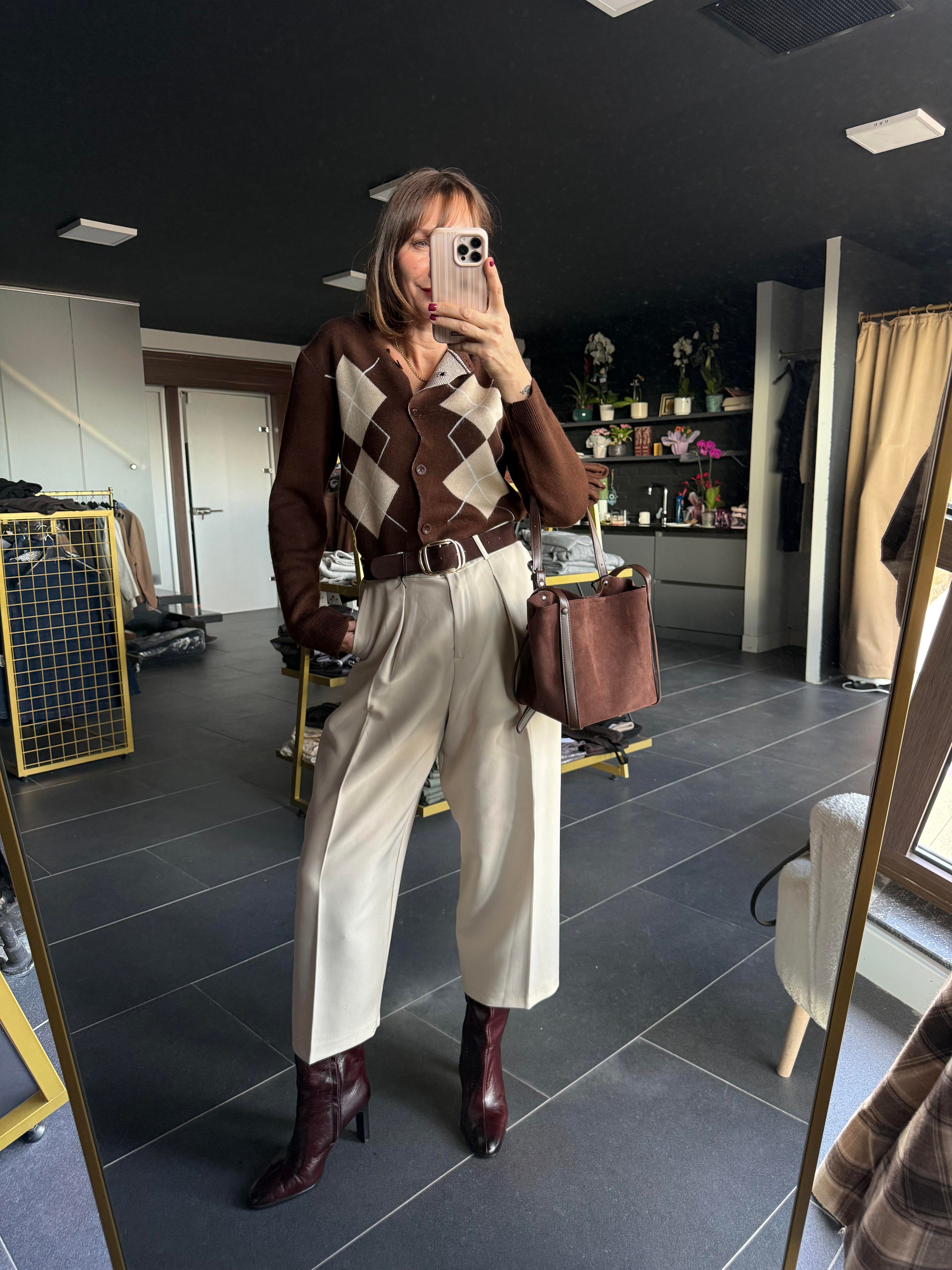 Ko Ekru Kumaş Pantolon