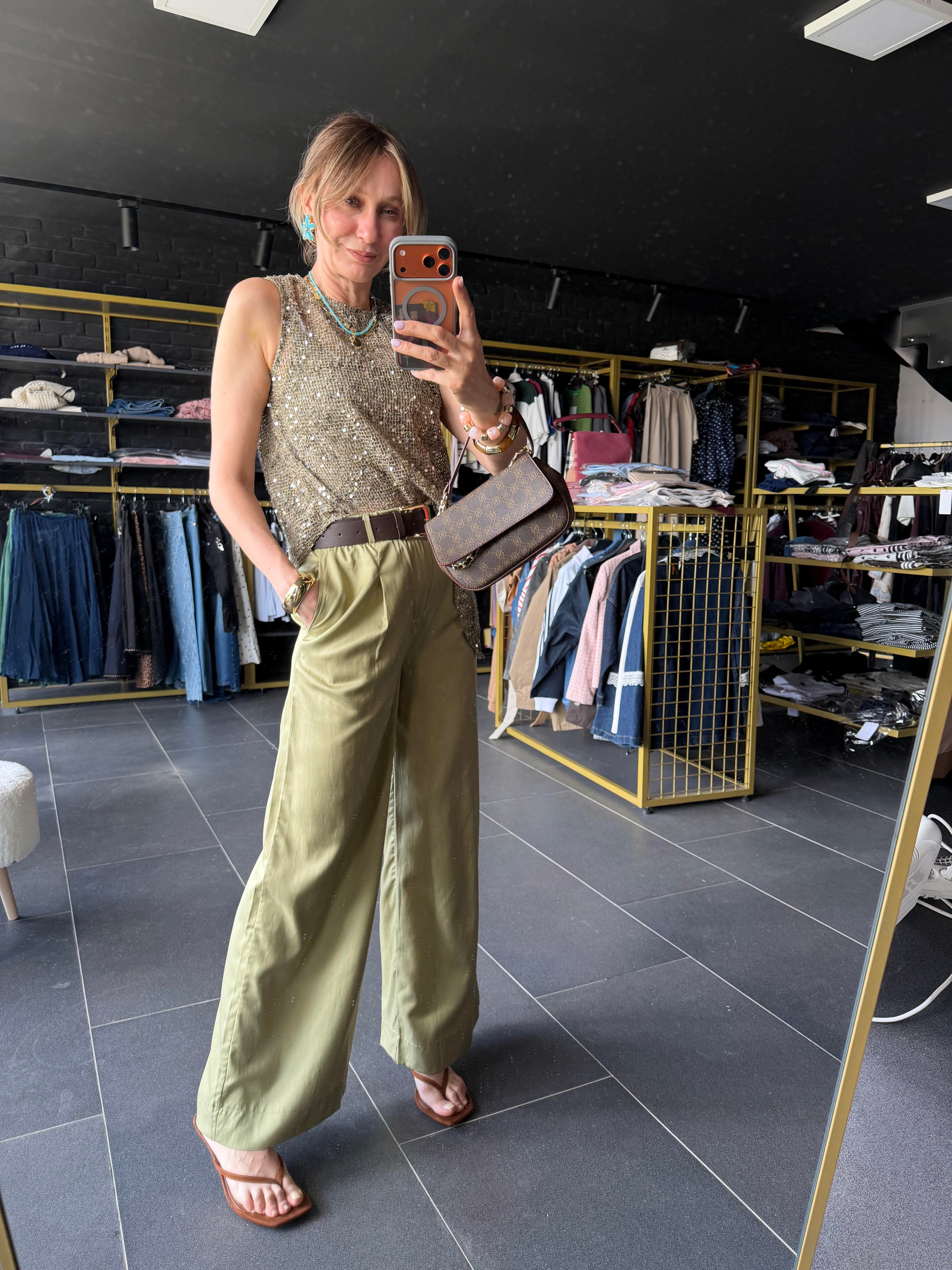 Kos Model Haki Kemerli Pantolon
