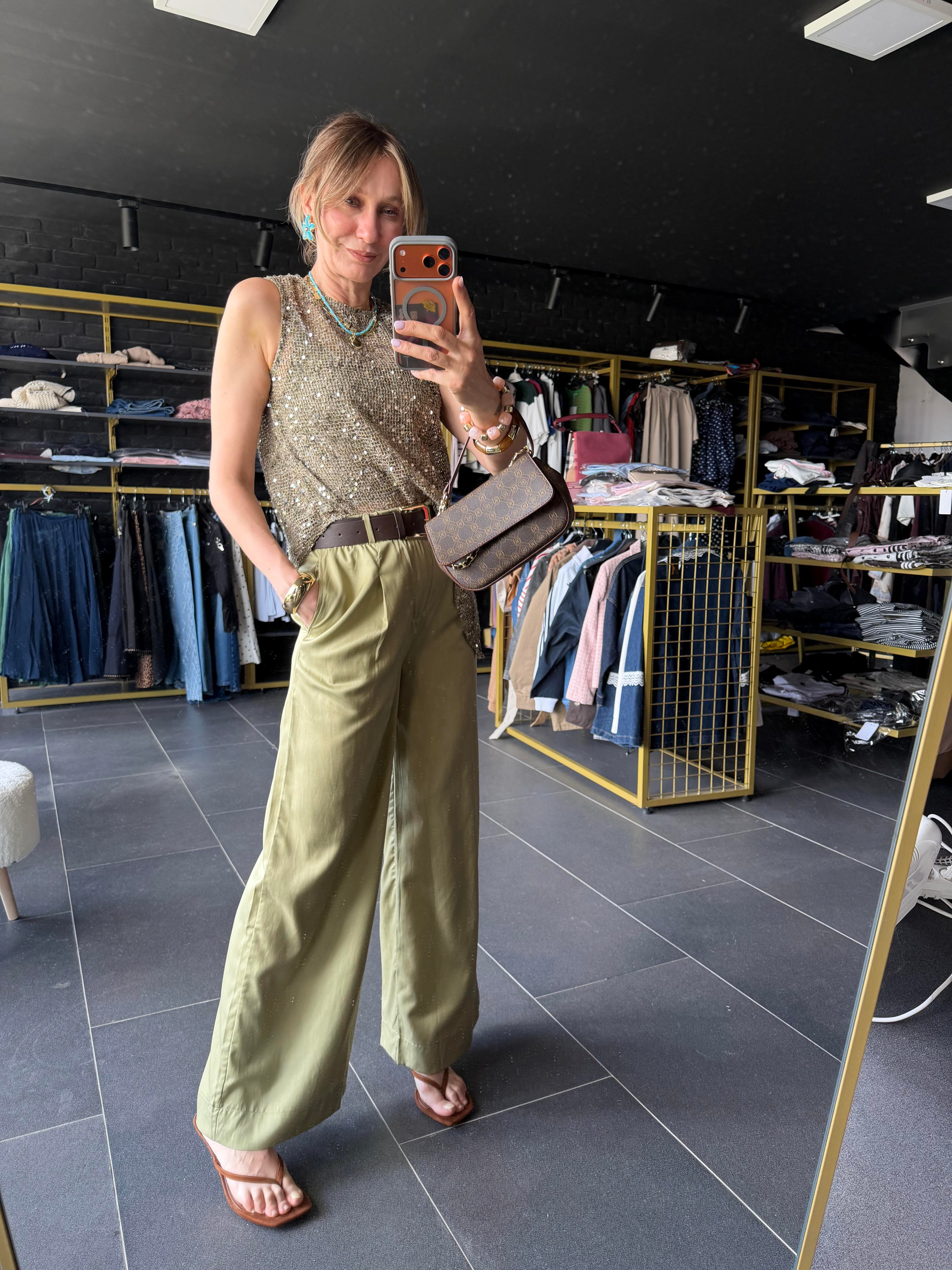 Kos Model Haki Kemerli Pantolon