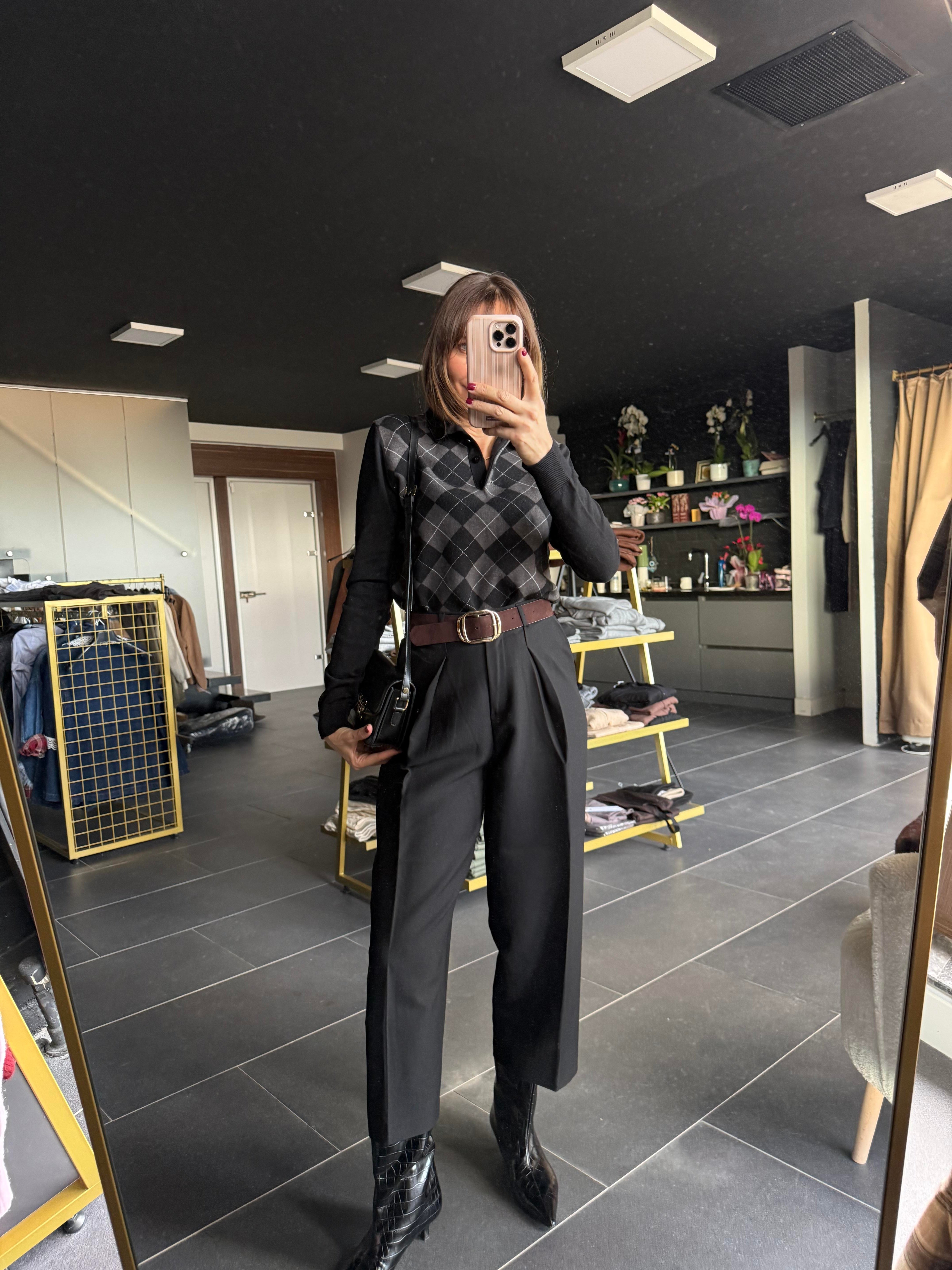 Kos Siyah Kumaş Pantolon