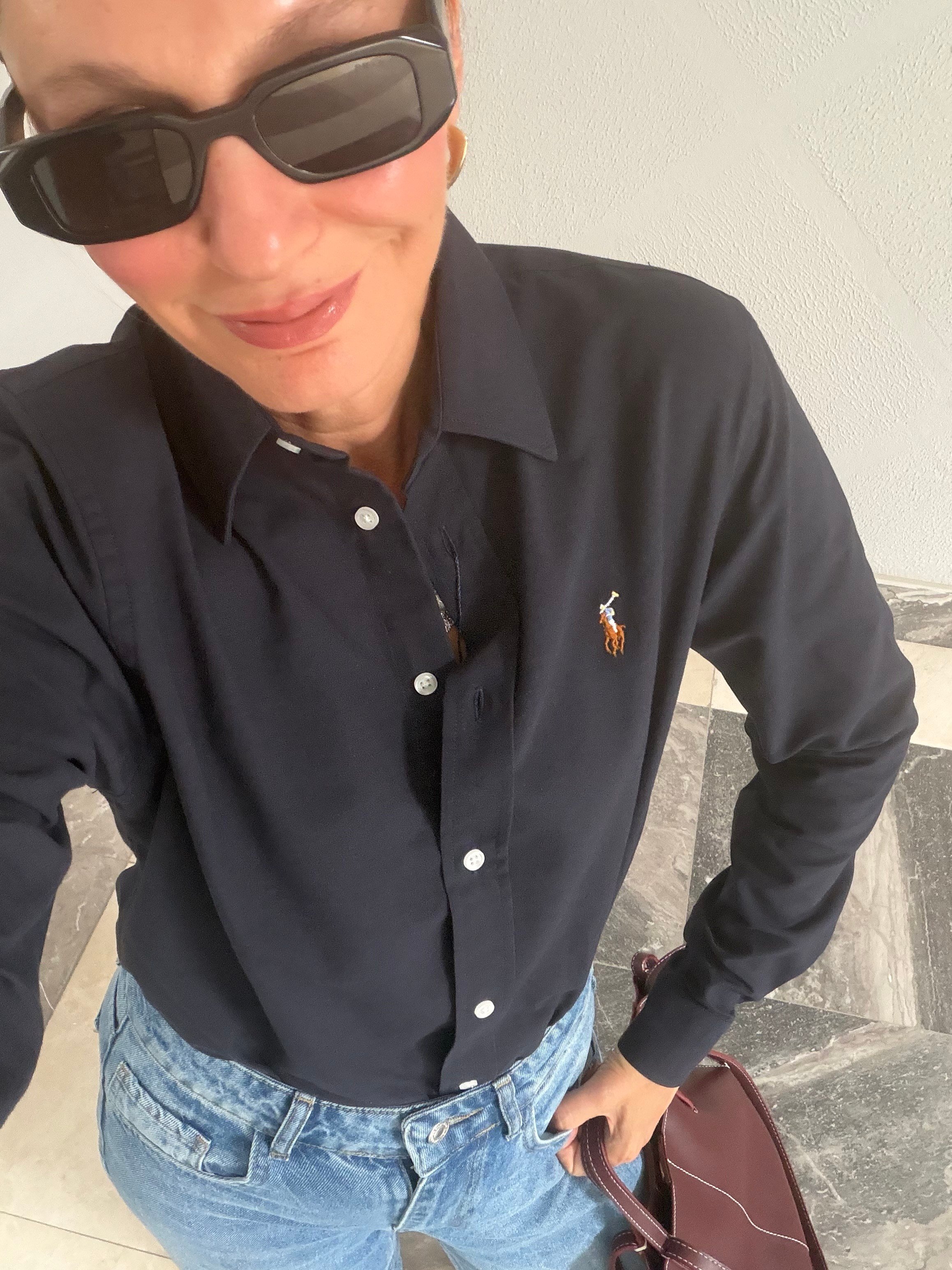 Koyu Lacivert Premium Pamuklu Oxford Gömlek