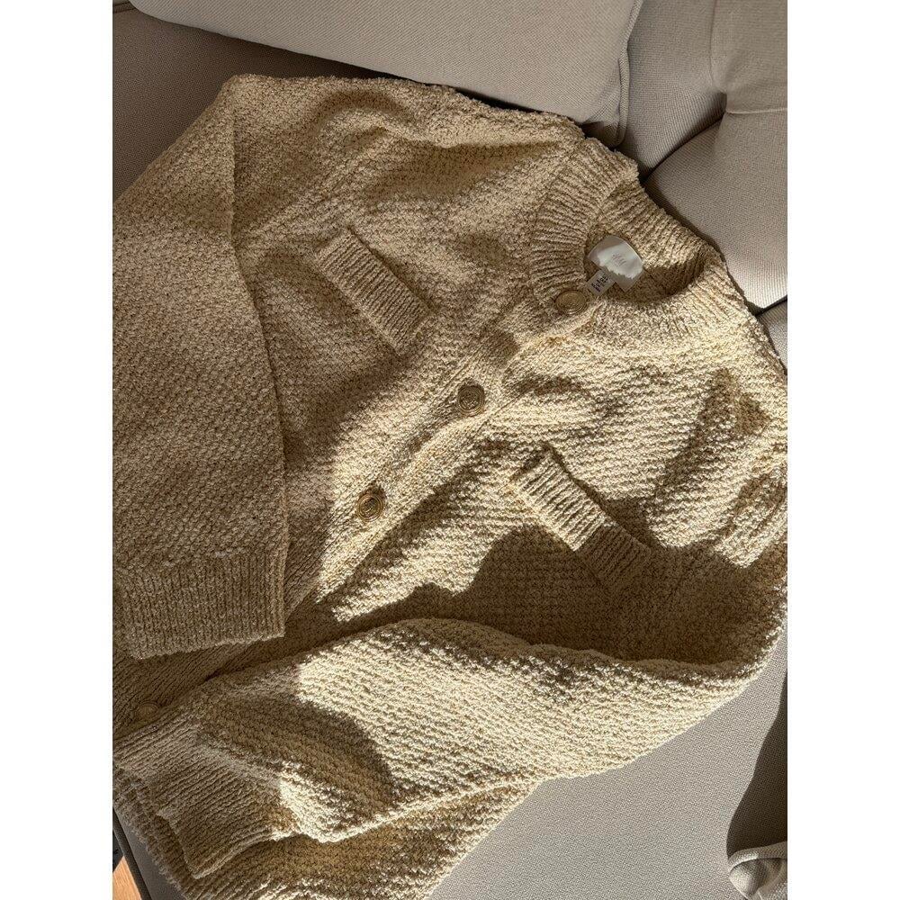 Krem Renk Simli Hırka