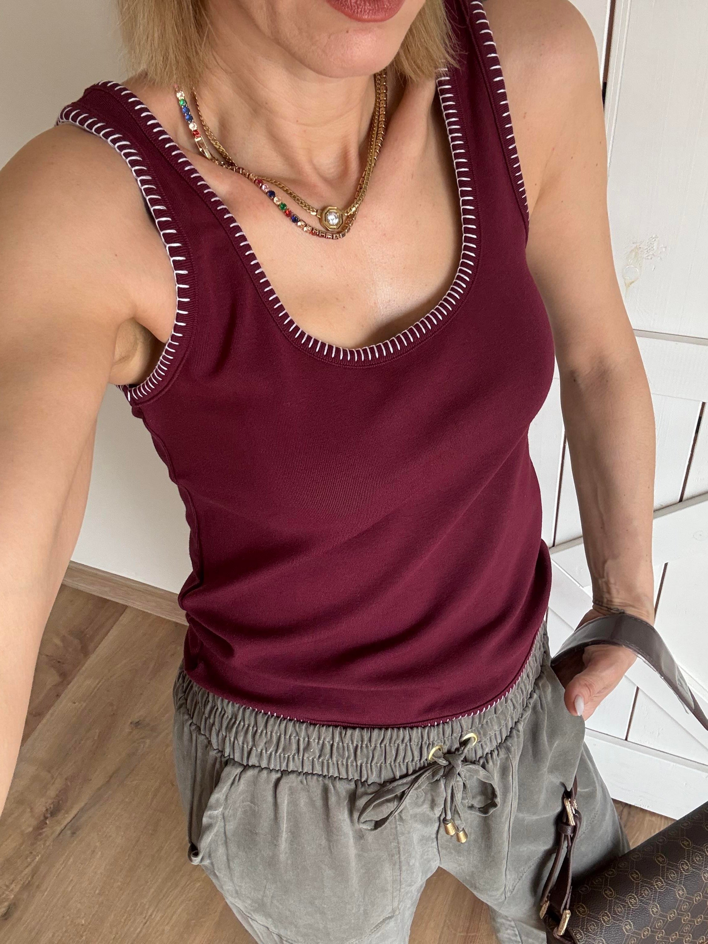 Krokeşa Dikişli Bordo Atlet