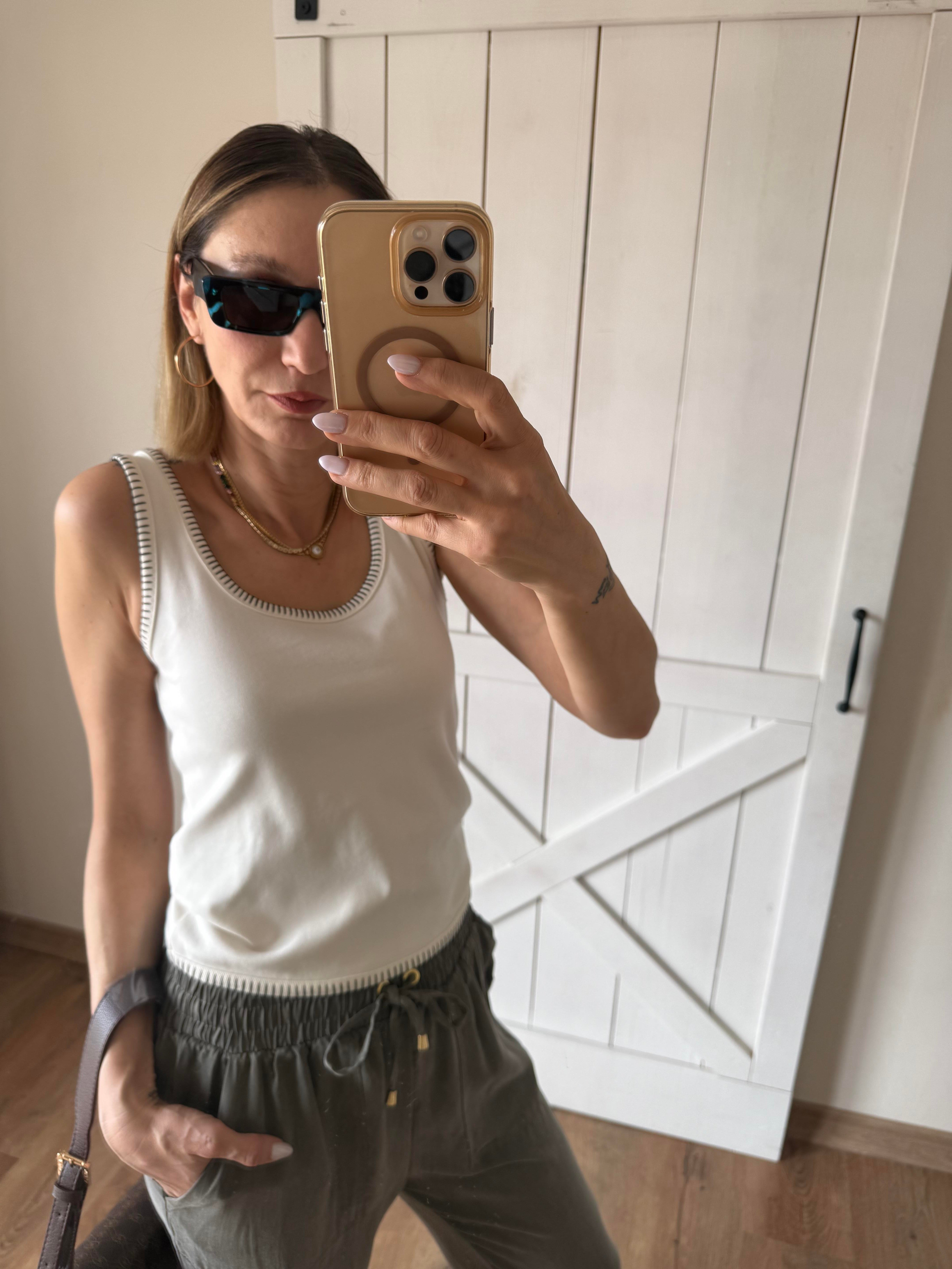 Krokeşa Dikişli Kemik Renk Atlet