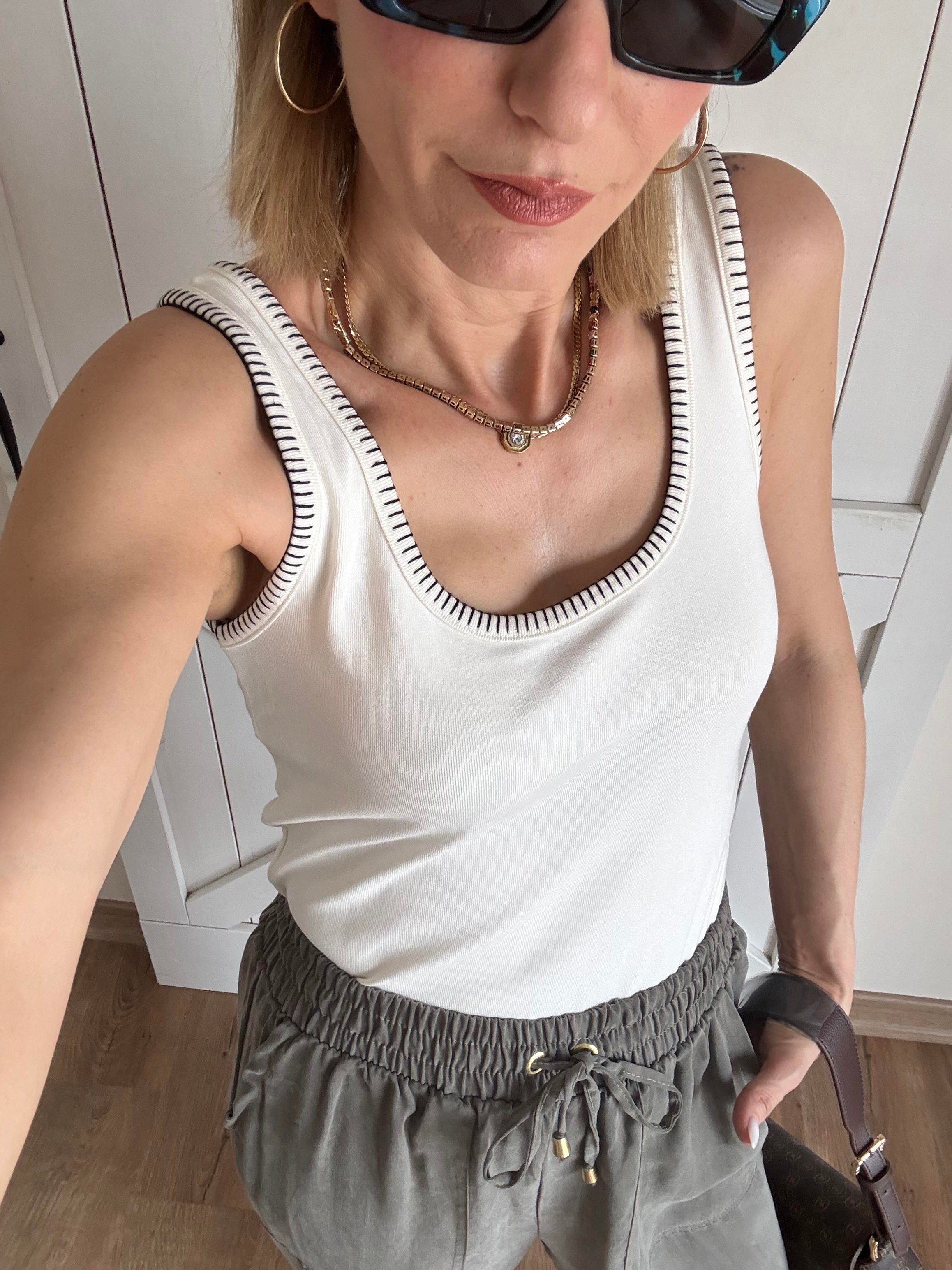 Krokeşa Dikişli Kemik Renk Atlet