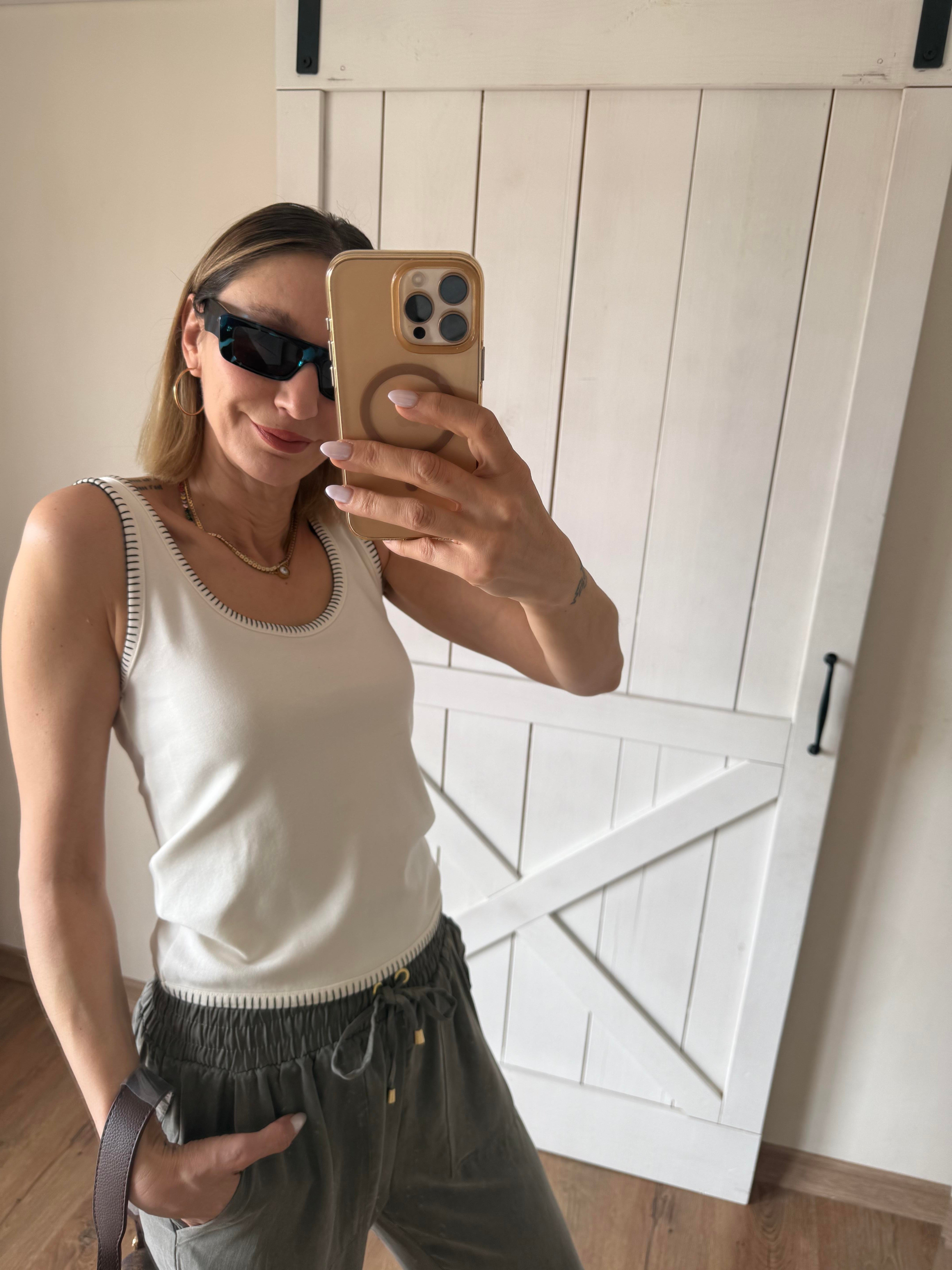 Krokeşa Dikişli Kemik Renk Atlet