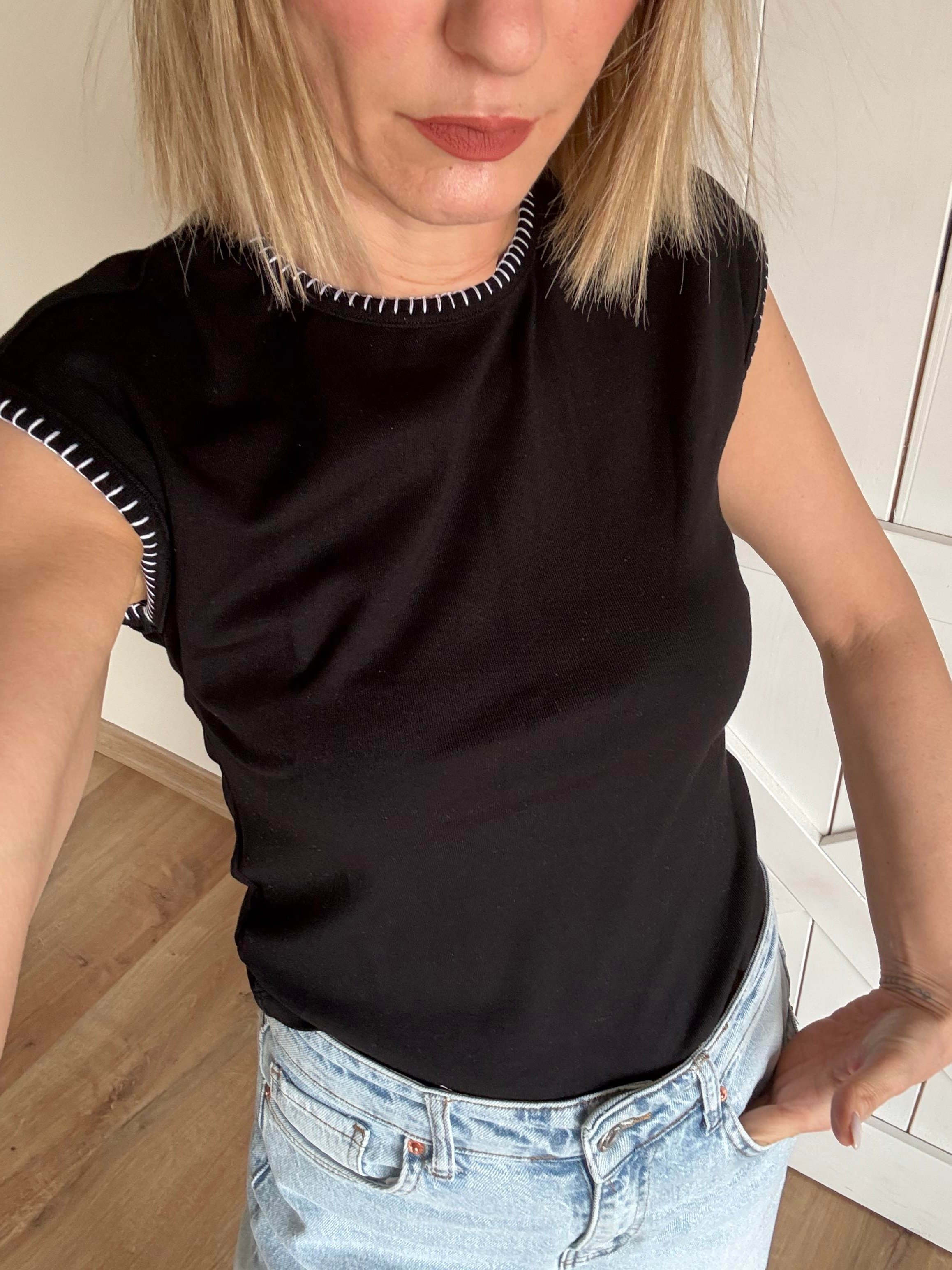 Kroşeta Siyah Tshirt