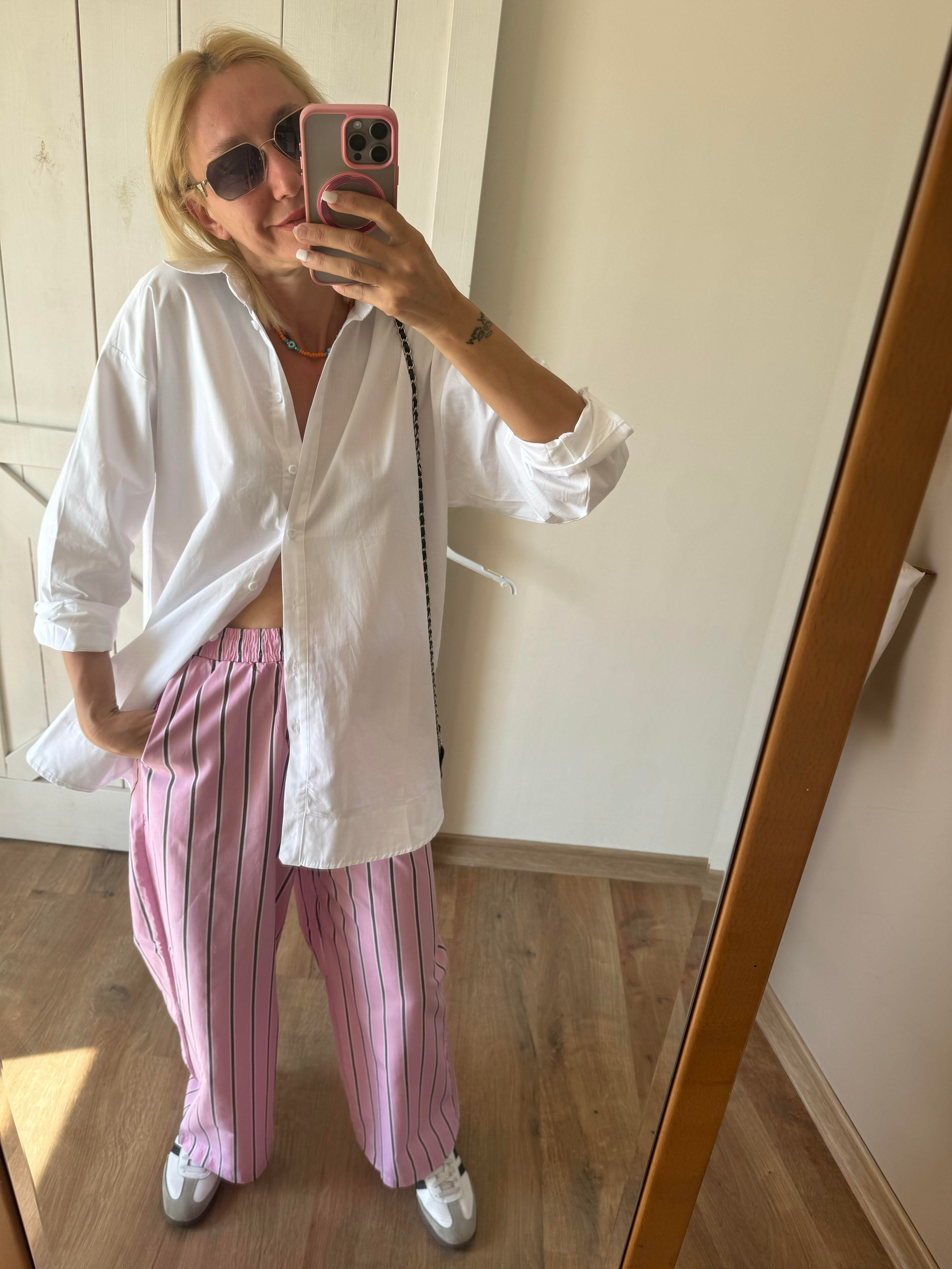 Kumys Çizgili Pantolon