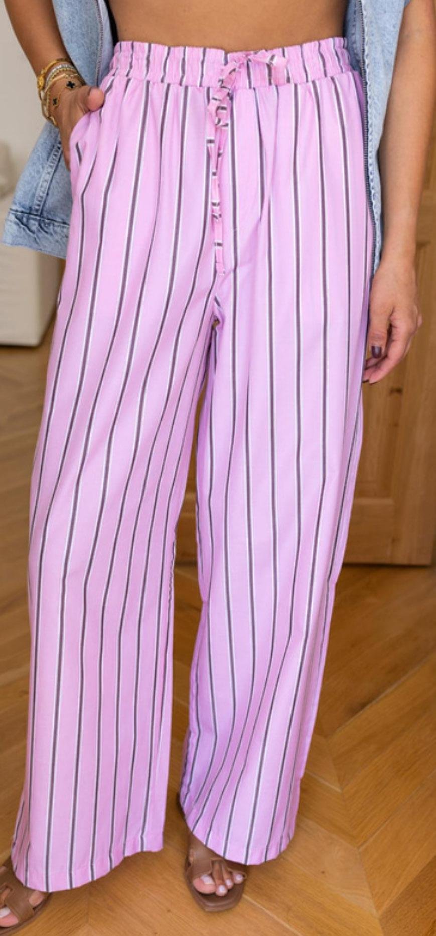 Kumys Çizgili Pantolon