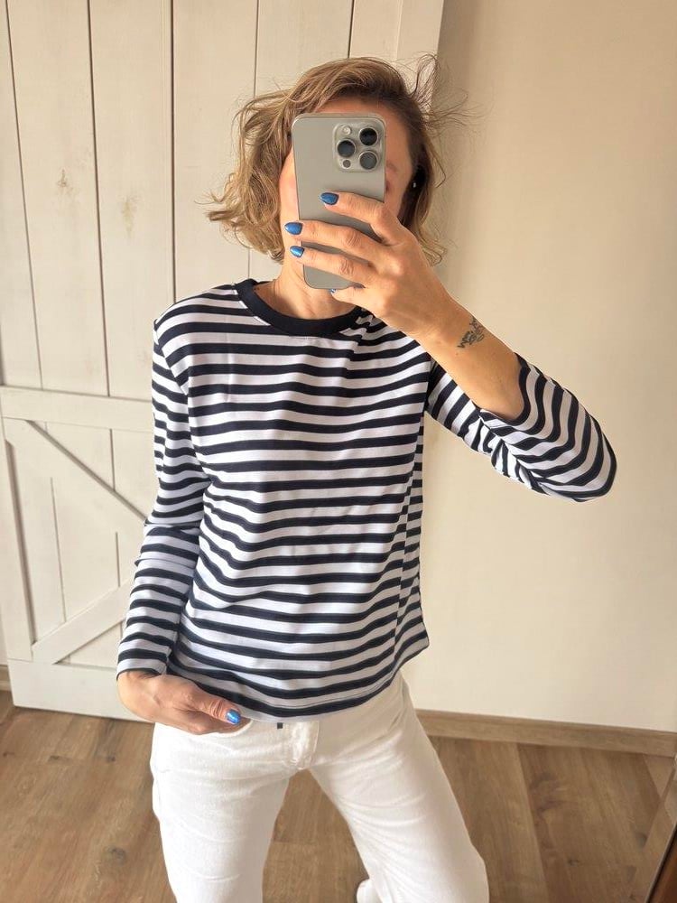 Lacivert Çizgi Detaylı Basic