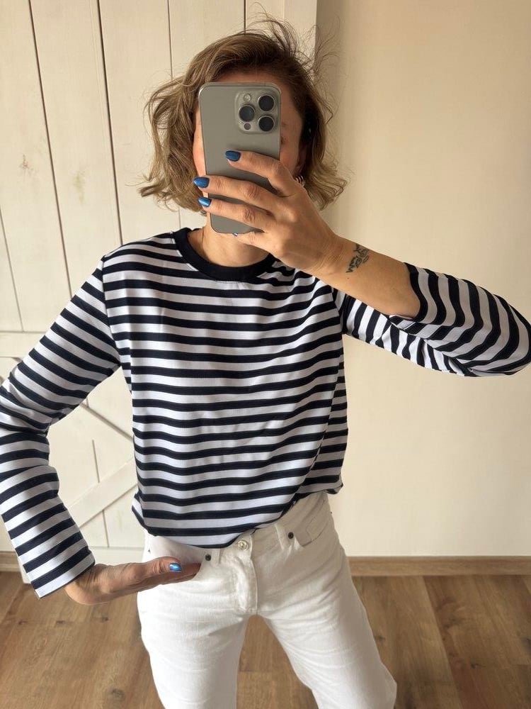 Lacivert Çizgi Detaylı Basic